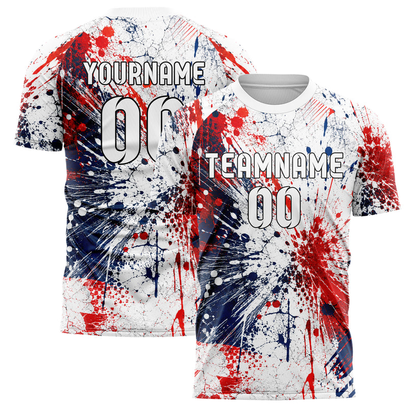 Weiss klassisches Graffiti Center Burst Splatter Design 03-0263 individuelles Fußballtrikot main