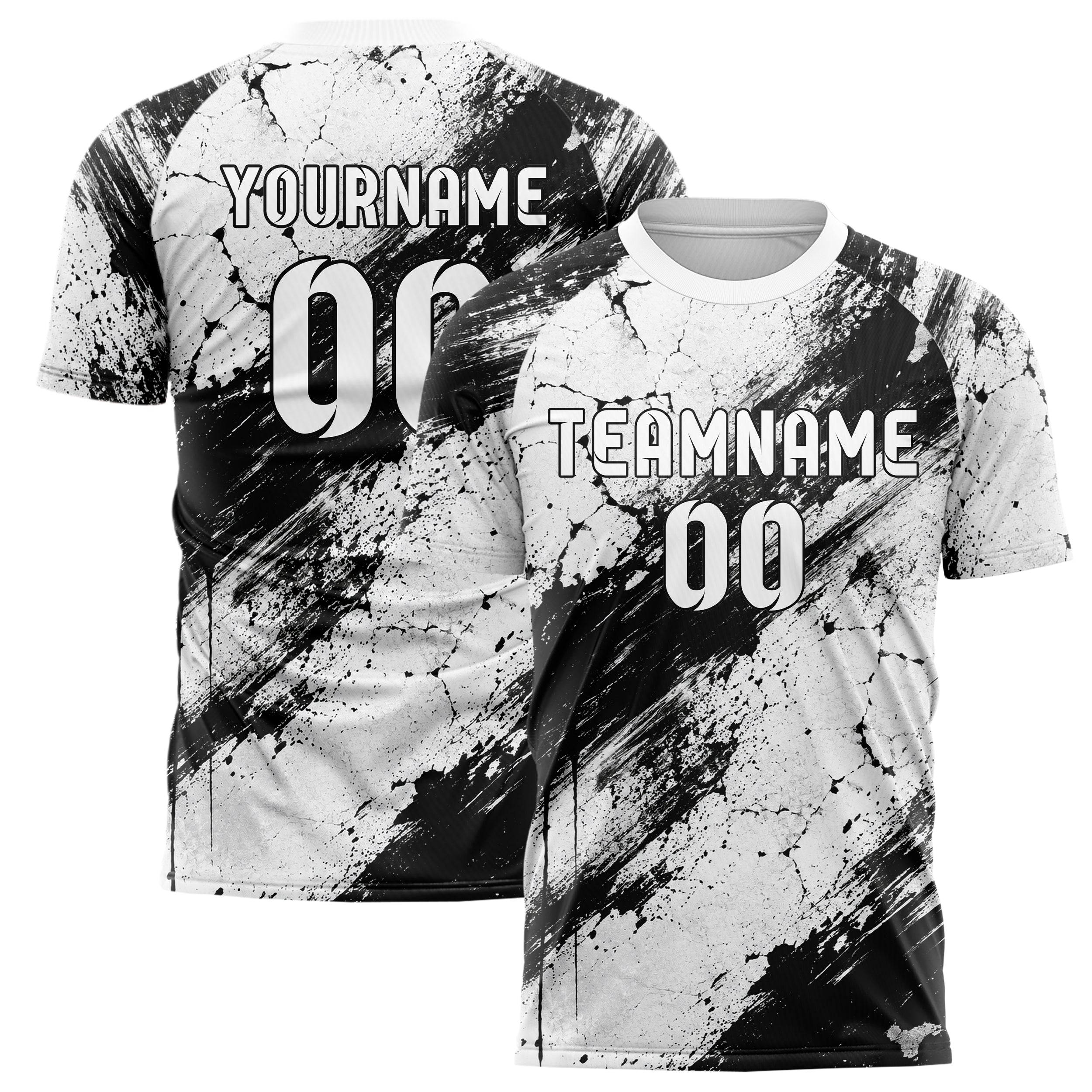 Weiss klassisches Graffiti Cracked Texture Design 03-0130 individuelles Fußballtrikot main