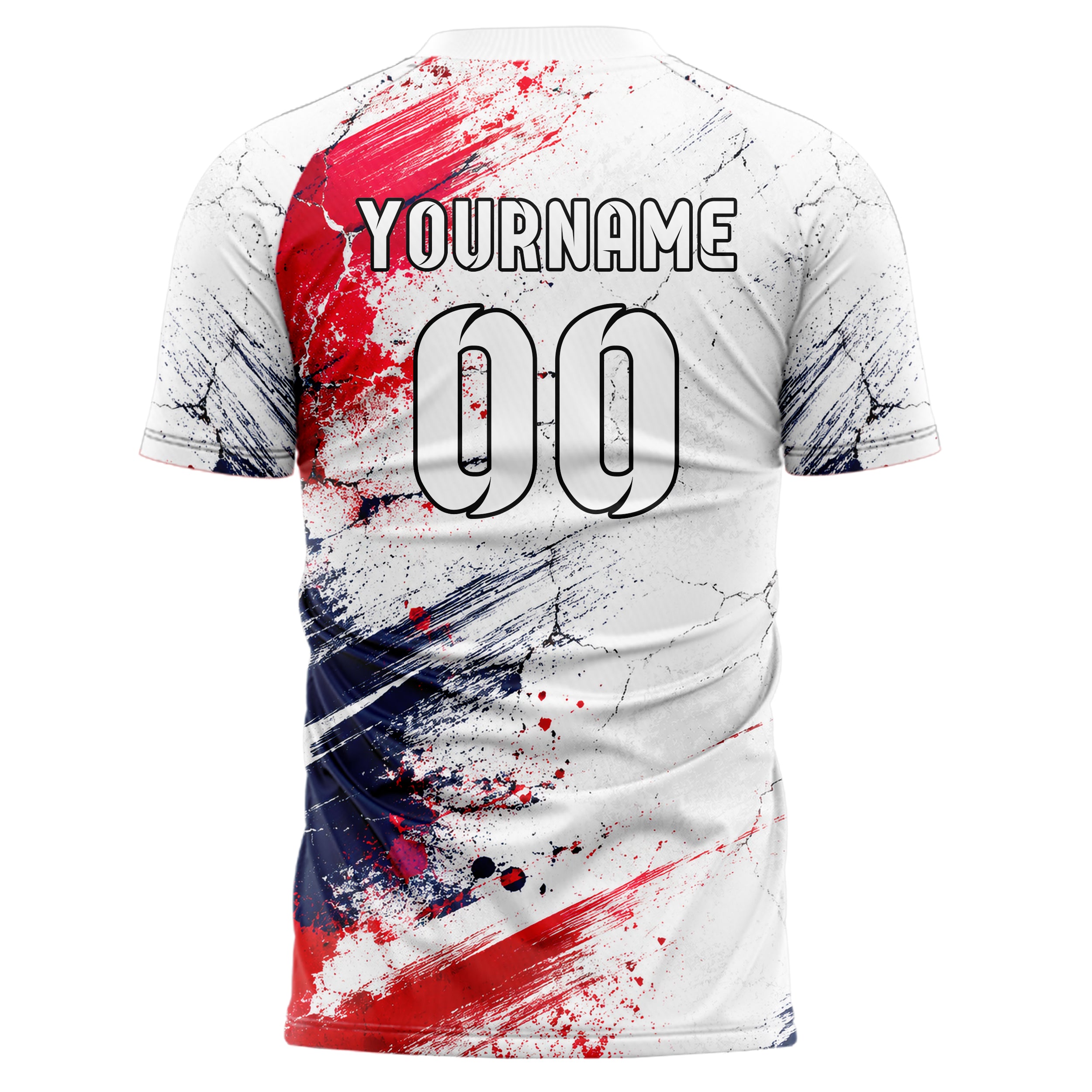 Weiss klassisches Graffiti Cracked Texture Design 03-0266 individuelles Fußballtrikot back