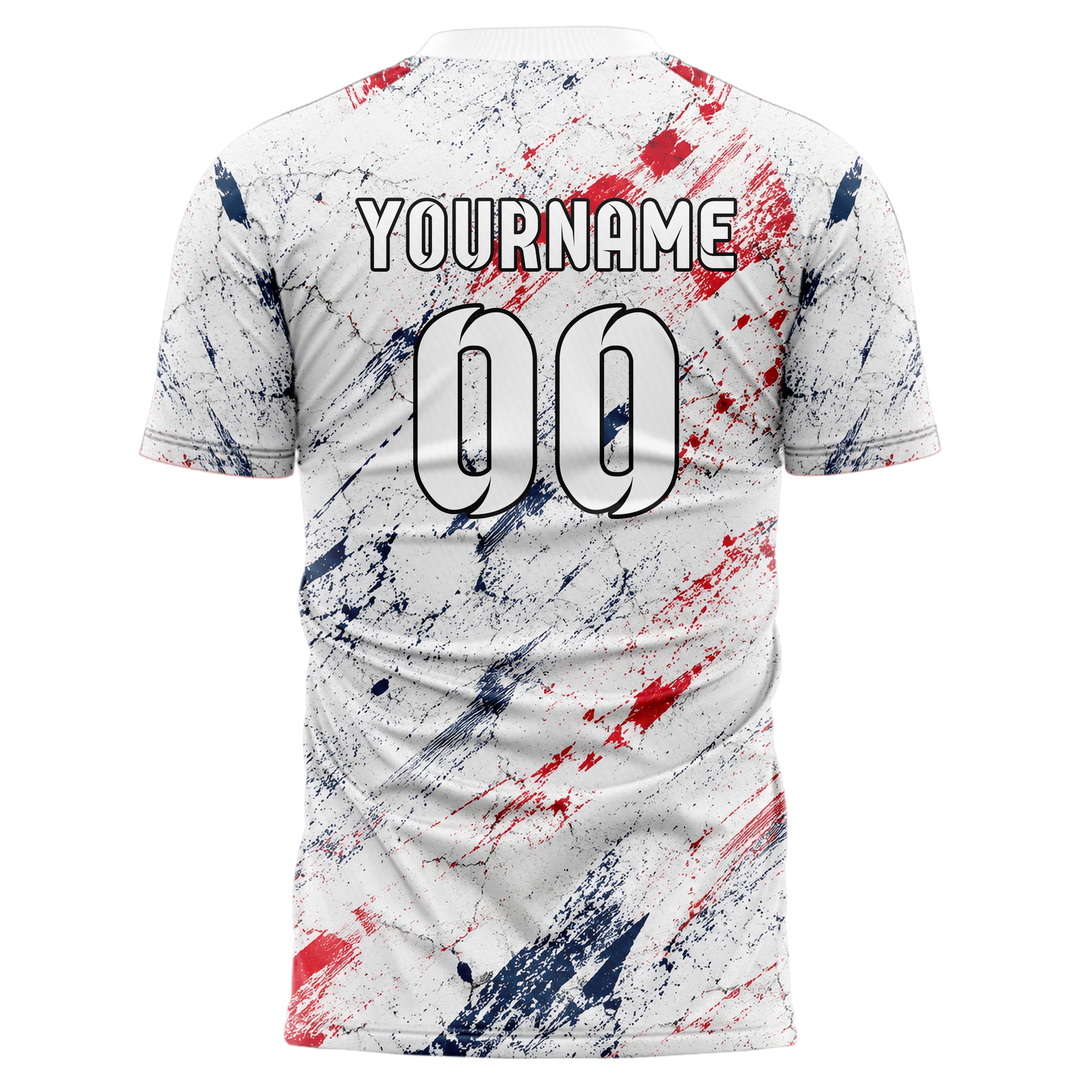 Weiss klassisches Graffiti Cracked Texture Design 03-0362 individuelles Fußballtrikot back