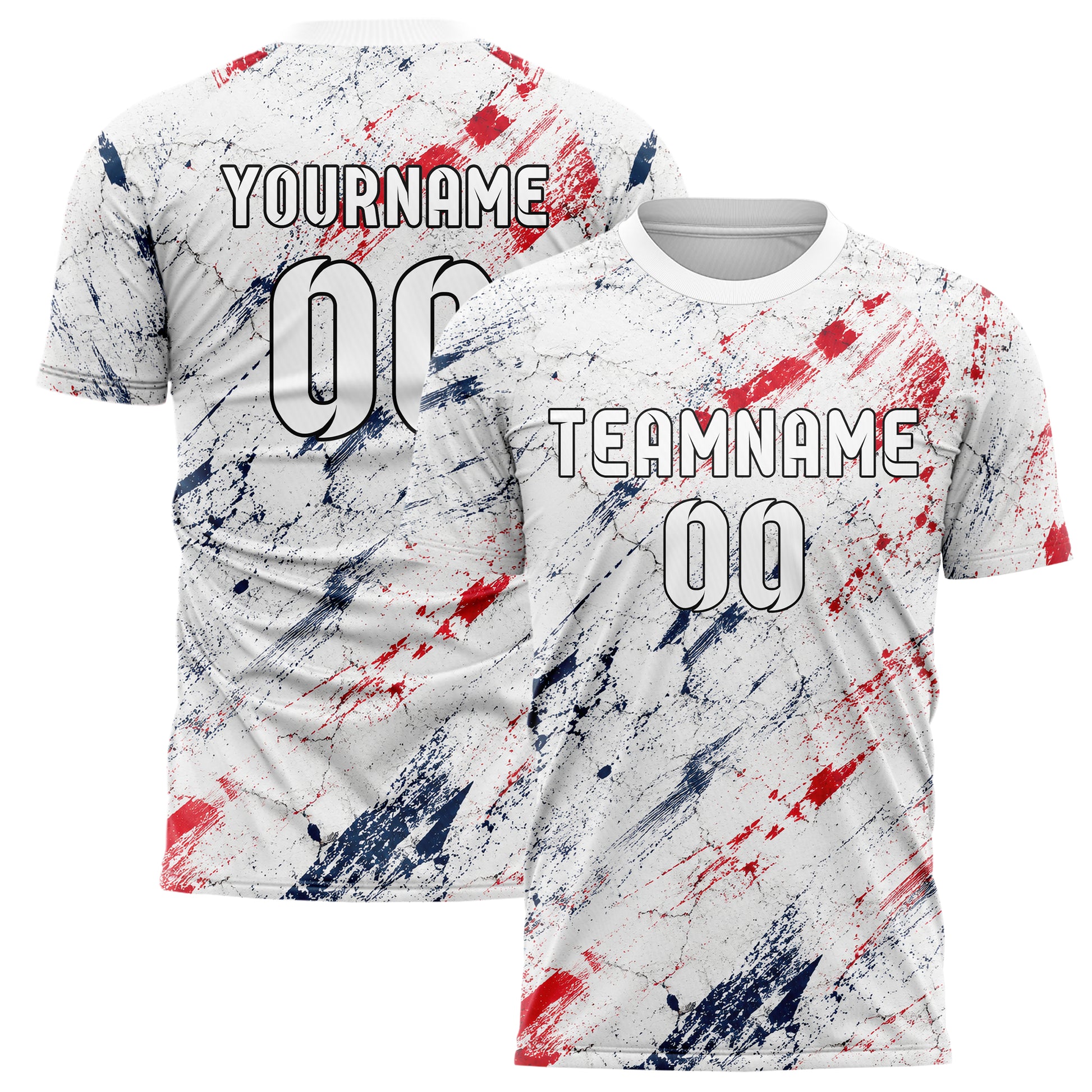 Weiss klassisches Graffiti Cracked Texture Design 03-0362 individuelles Fußballtrikot main