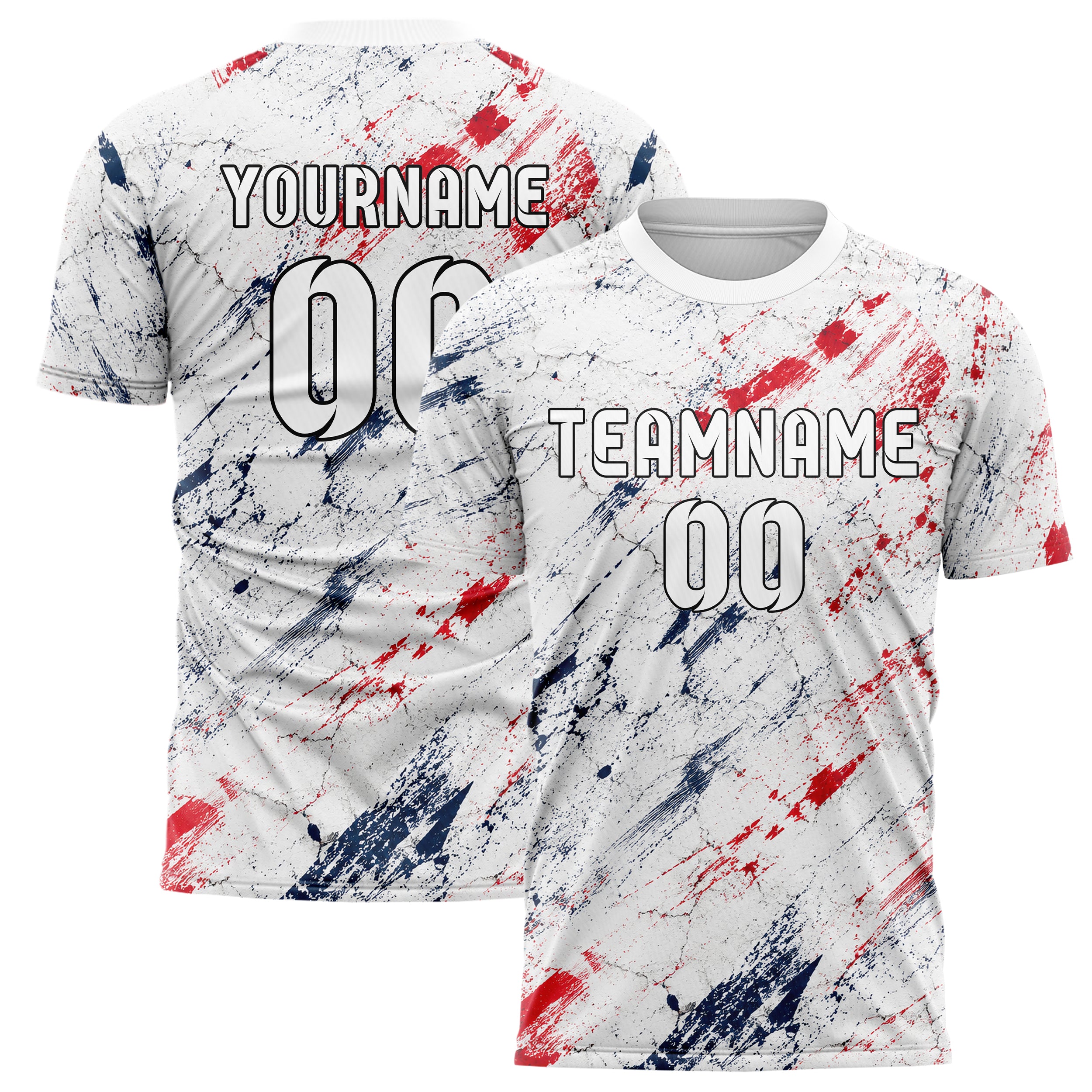 Weiss klassisches Graffiti Cracked Texture Design 03-0362 individuelles Fußballtrikot main