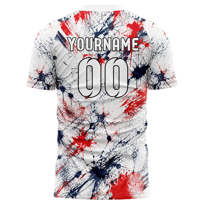 Weiss klassisches Graffiti diagonal Paint Flow Design 03-0227 individuelles Fußballtrikot back