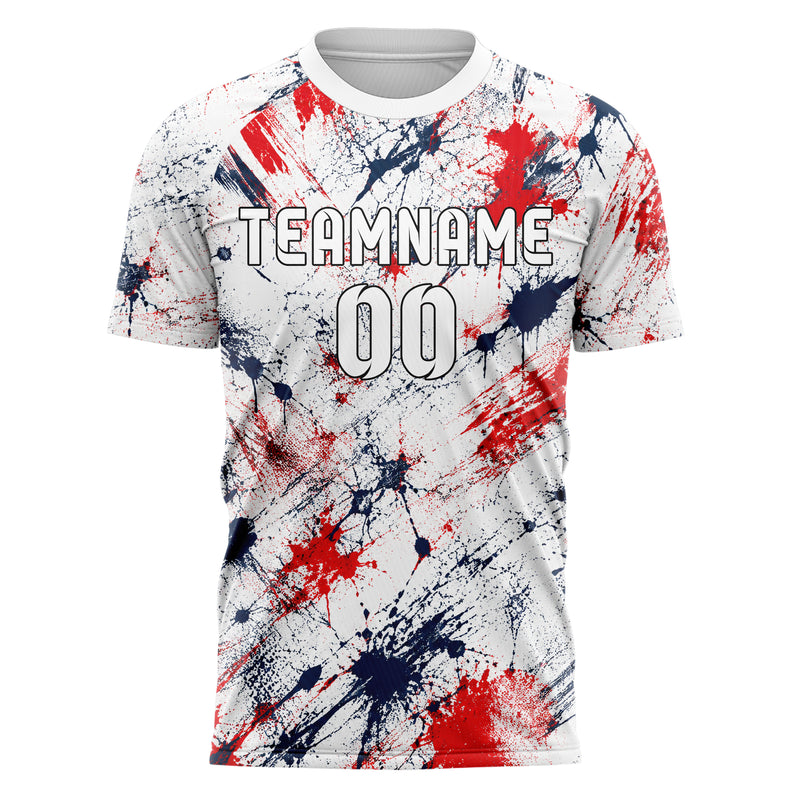 Weiss klassisches Graffiti diagonal Paint Flow Design 03-0227 individuelles Fußballtrikot front