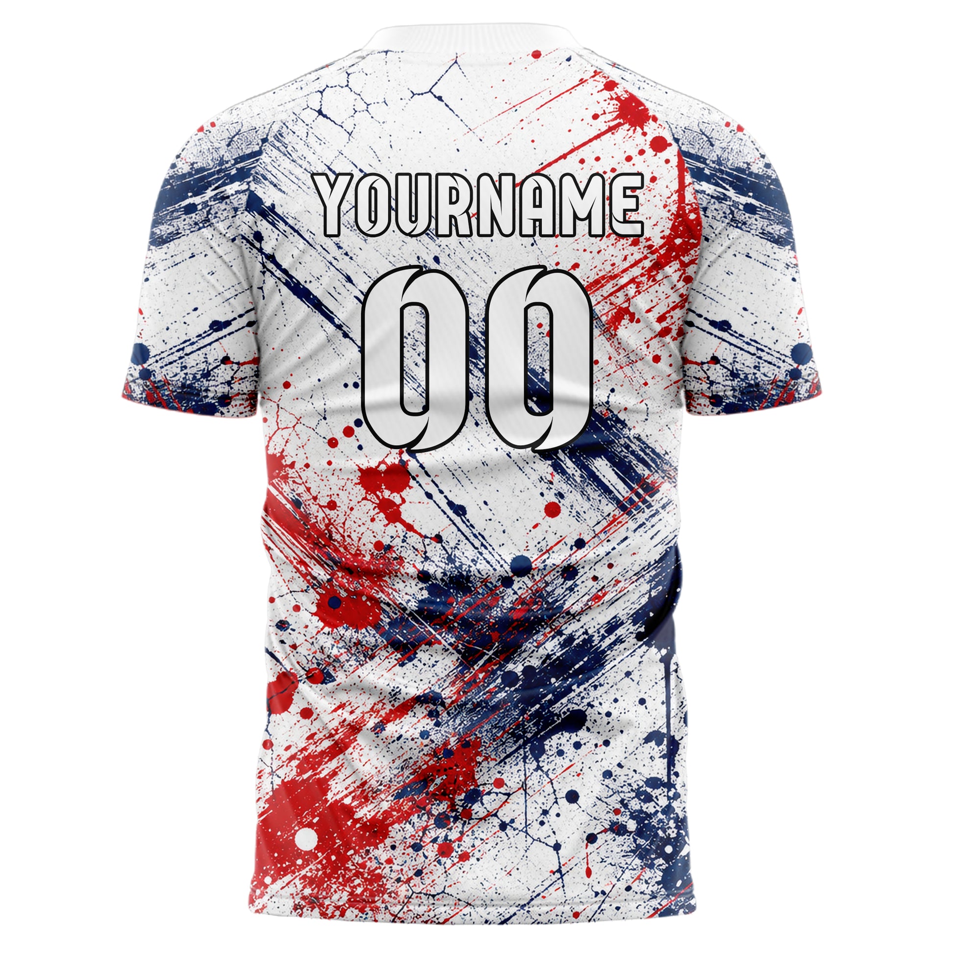 Weiss klassisches Graffiti Drip Paint Design 03-0188 individuelles Fußballtrikot back