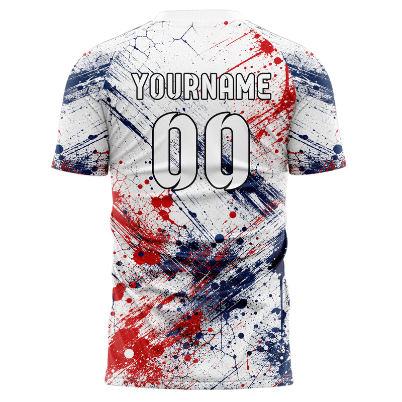 Weiss klassisches Graffiti Drip Paint Design 03-0188 individuelles Fußballtrikot back