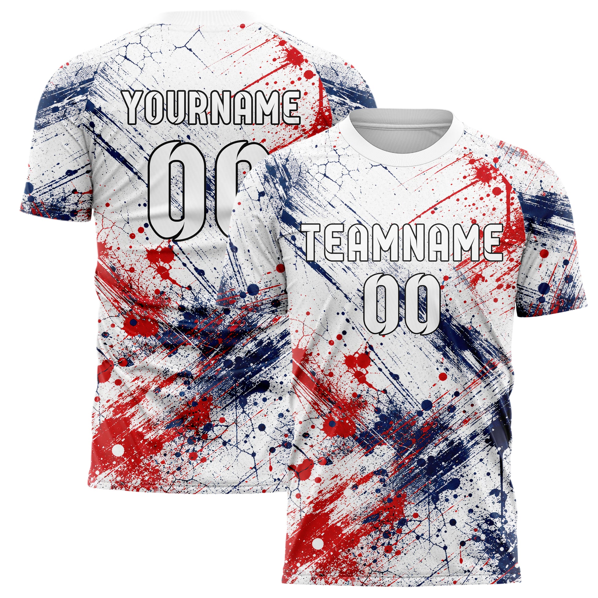 Weiss klassisches Graffiti Drip Paint Design 03-0188 individuelles Fußballtrikot main