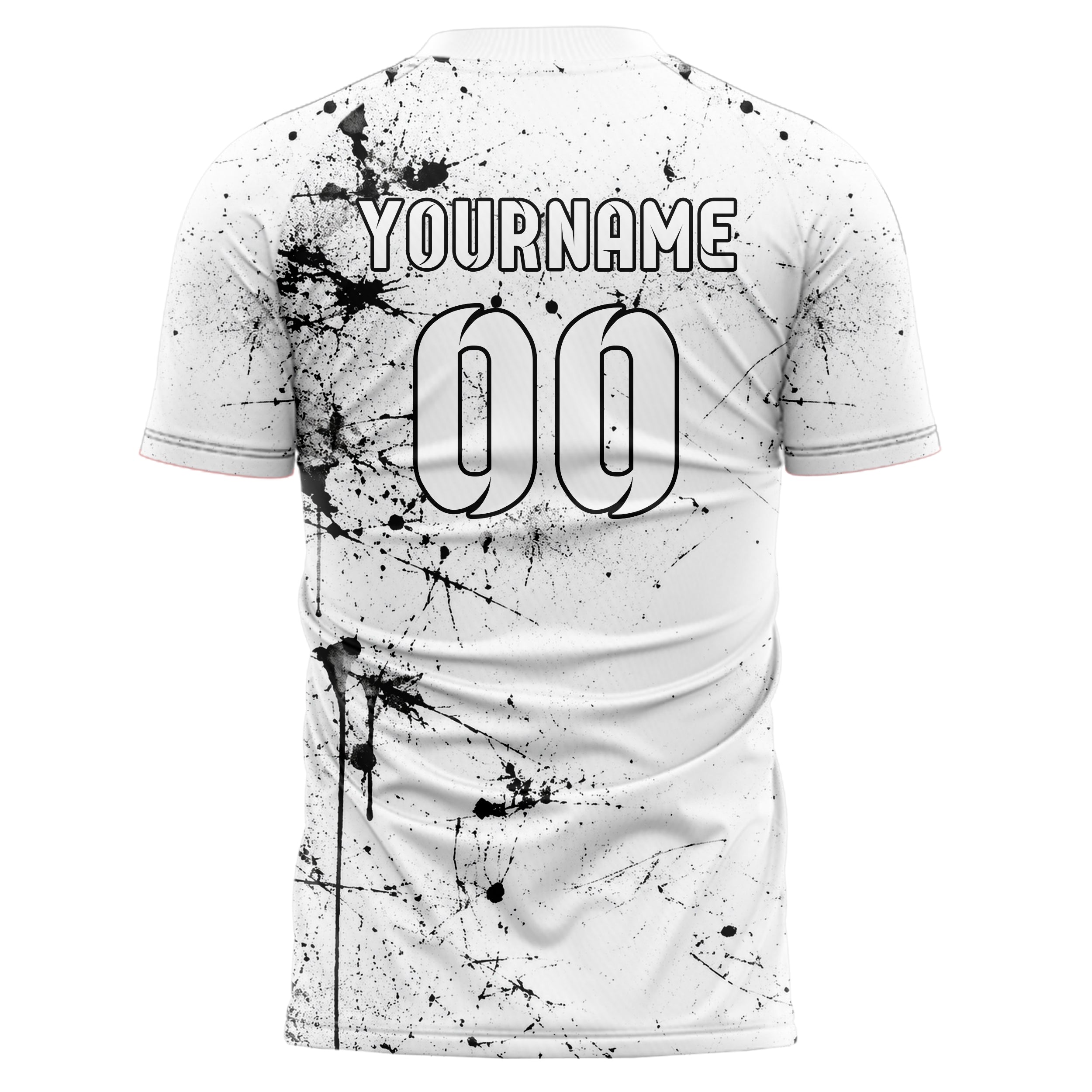 Weiss klassisches Graffiti Drip Paint Design 03-0220 individuelles Fußballtrikot back