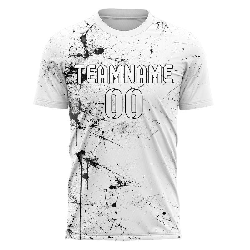 Weiss klassisches Graffiti Drip Paint Design 03-0220 individuelles Fußballtrikot front