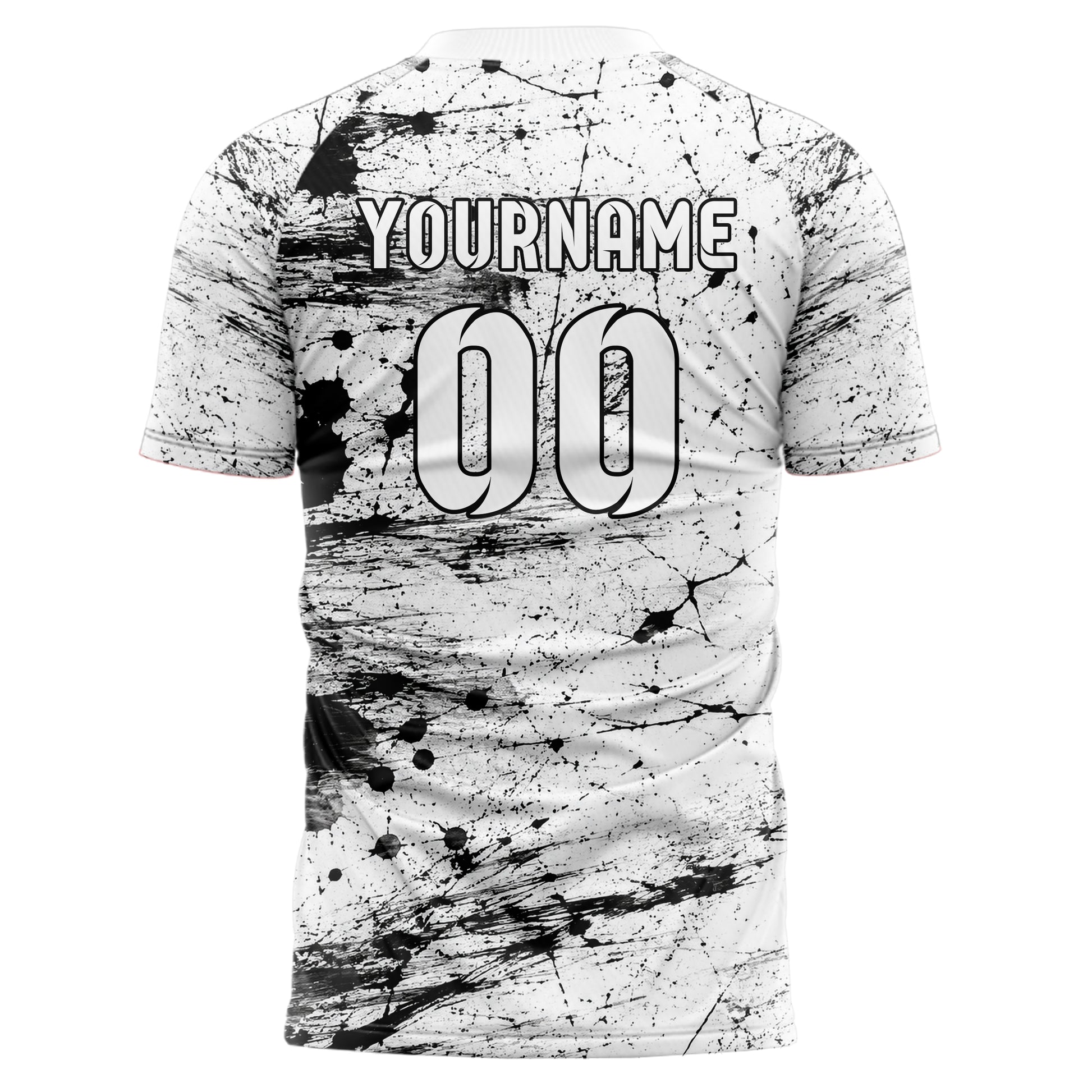 Weiss klassisches Graffiti Grunge Smear Design 03-0073 individuelles Fußballtrikot back