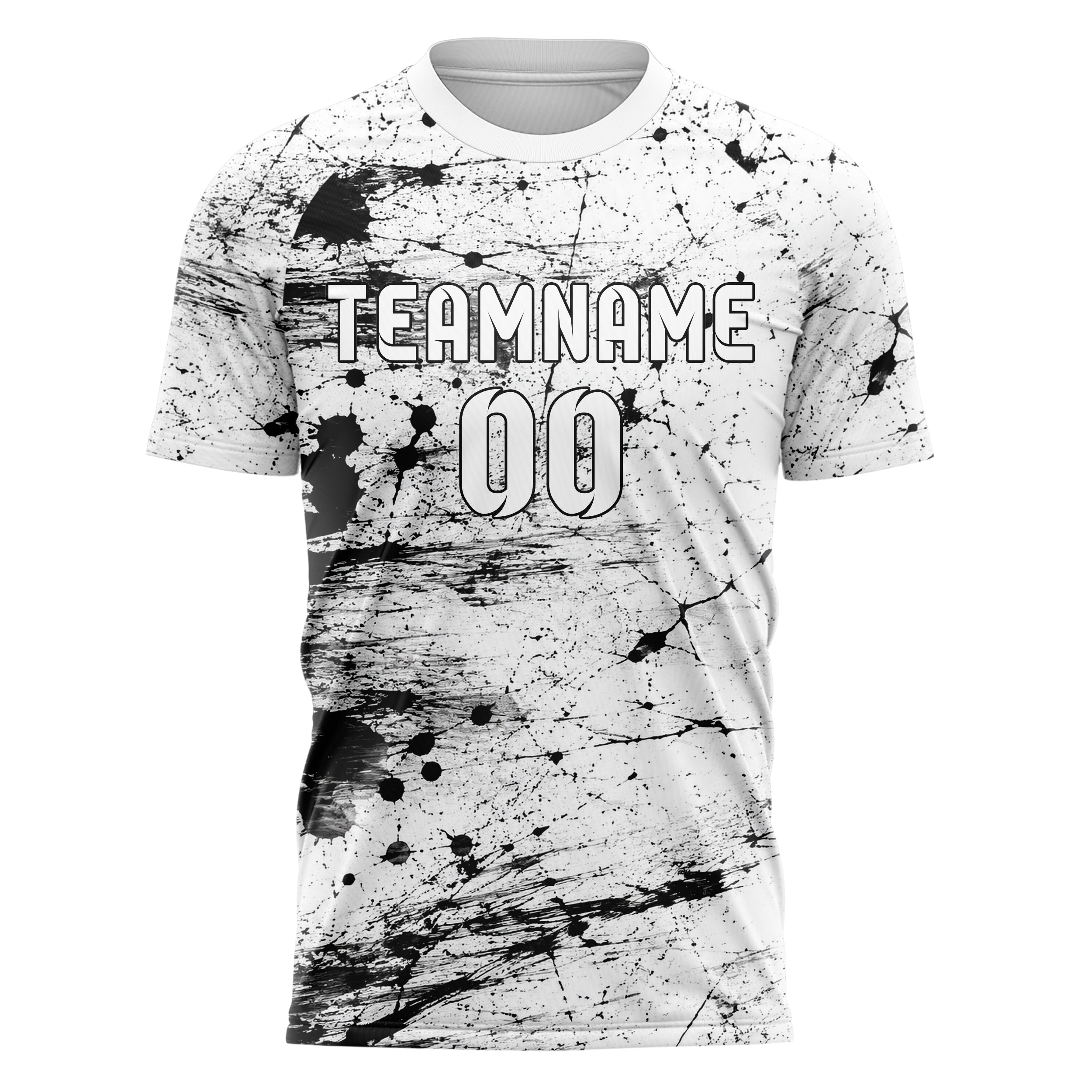 Weiss klassisches Graffiti Grunge Smear Design 03-0073 individuelles Fußballtrikot front