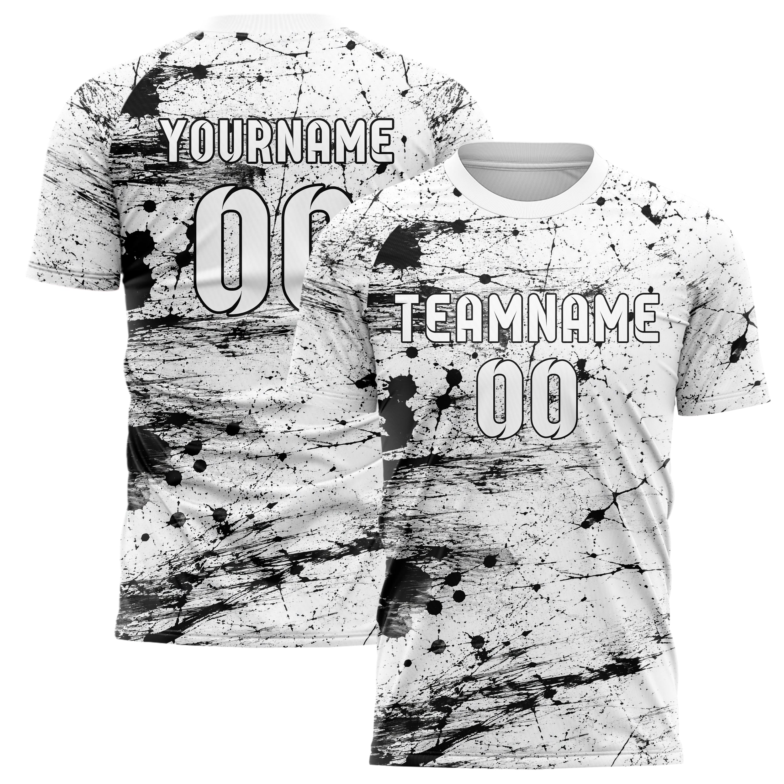 Weiss klassisches Graffiti Grunge Smear Design 03-0073 individuelles Fußballtrikot main