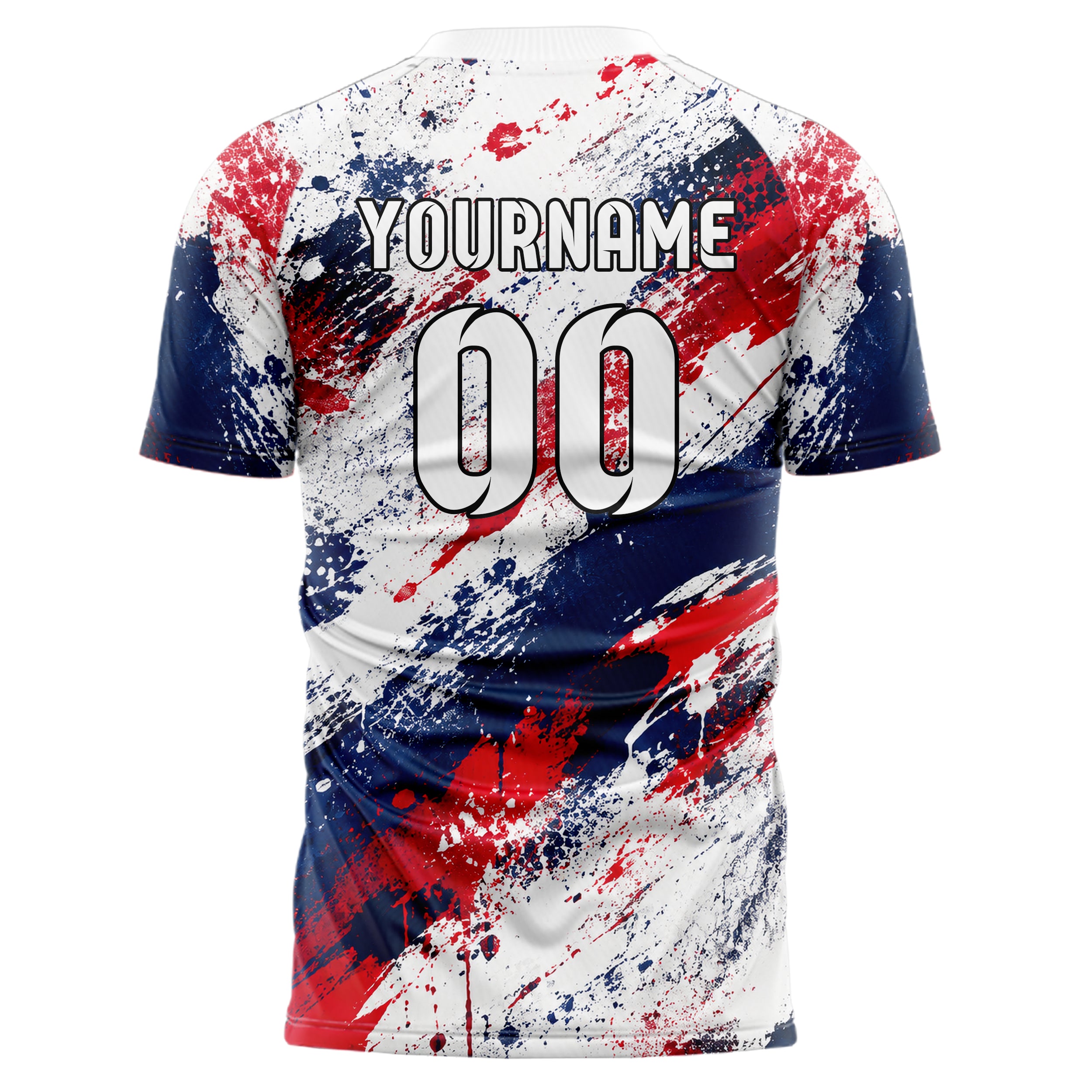 Weiss klassisches Graffiti Grunge Smear Design 03-0329 individuelles Fußballtrikot back