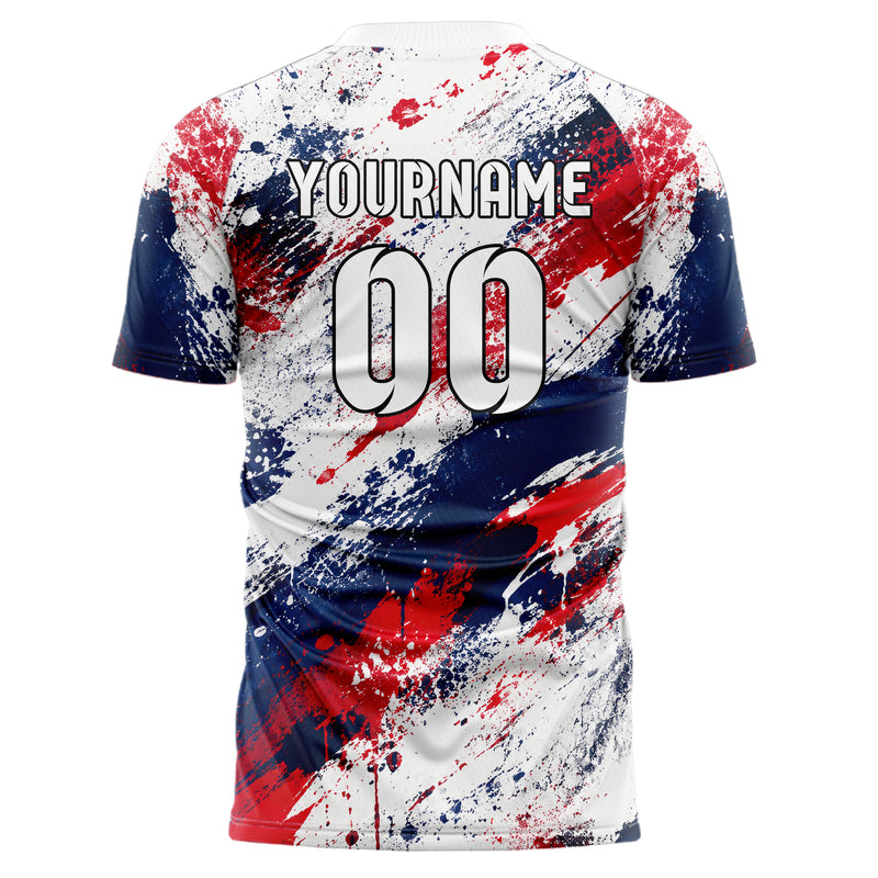 Weiss klassisches Graffiti Grunge Smear Design 03-0329 individuelles Fußballtrikot back