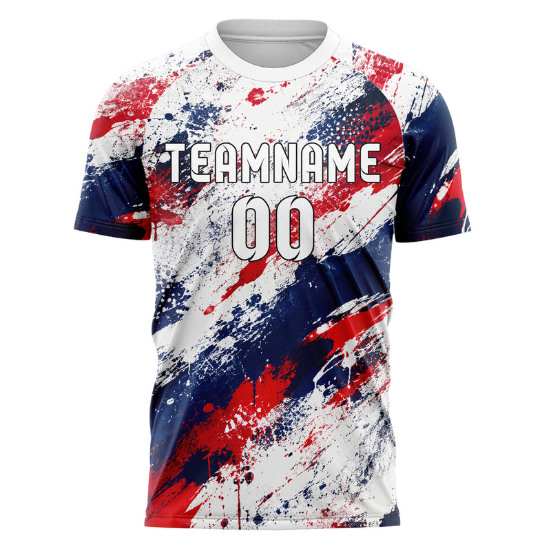 Weiss klassisches Graffiti Grunge Smear Design 03-0329 individuelles Fußballtrikot front