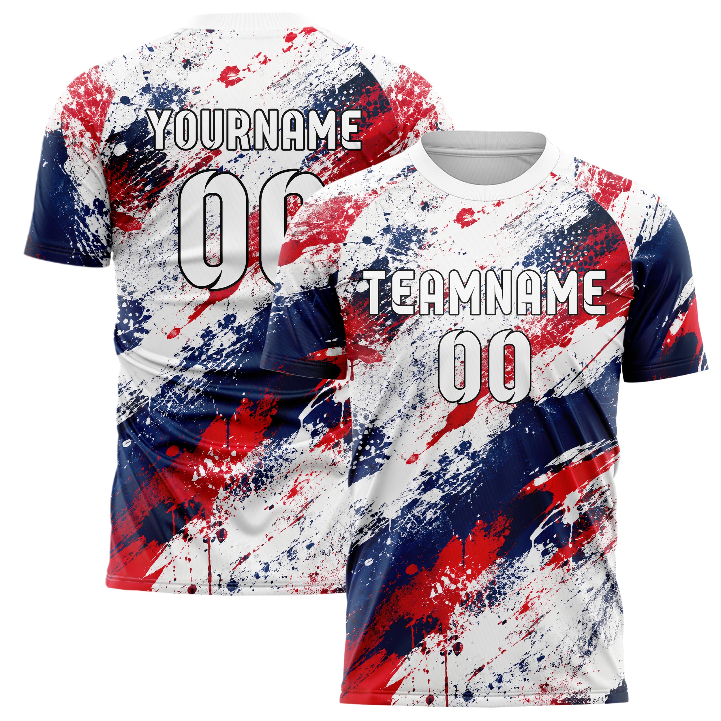 Weiss klassisches Graffiti Grunge Smear Design 03-0329 individuelles Fußballtrikot main