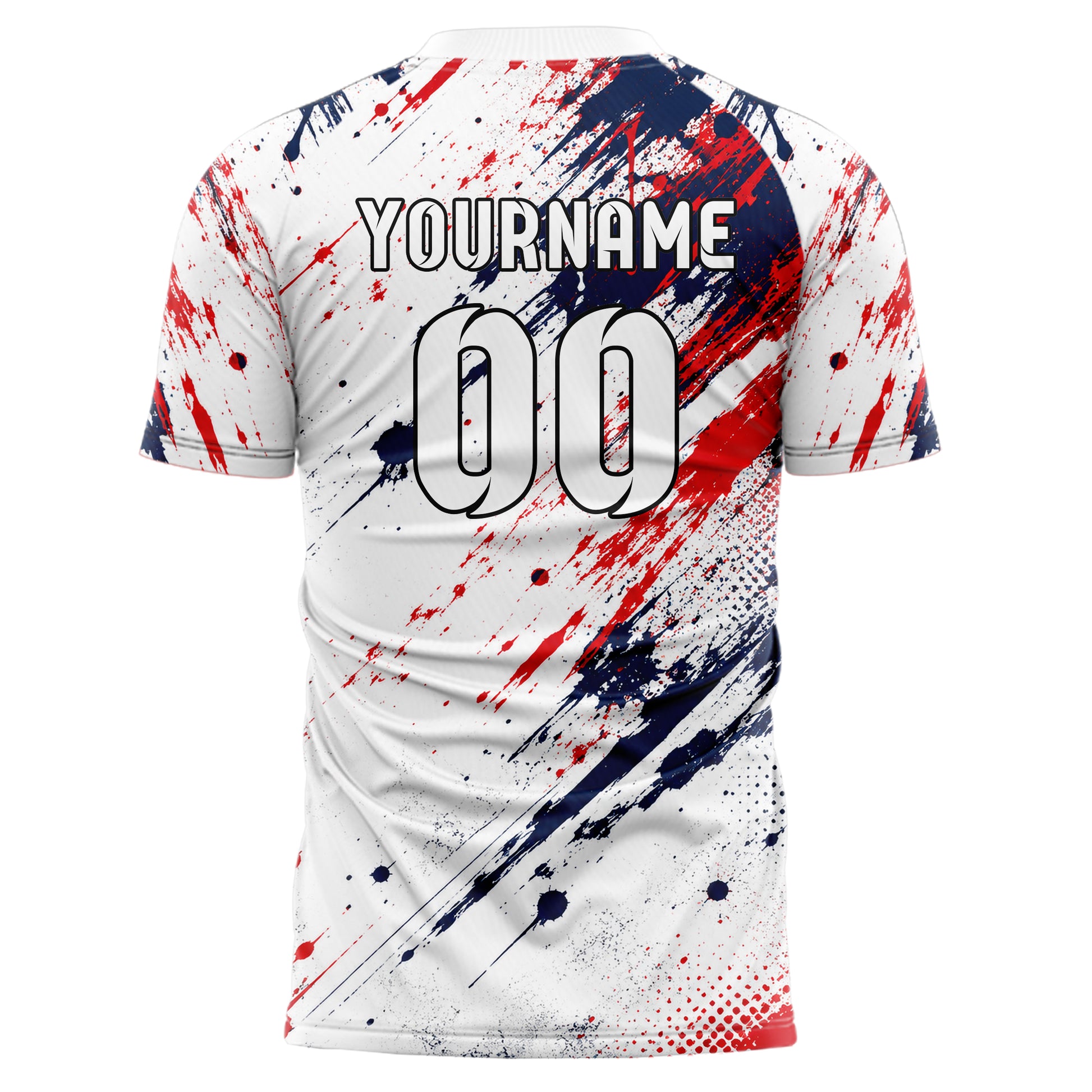 Weiss klassisches Graffiti Ink Splash Design 03-0101 individuelles Fußballtrikot back