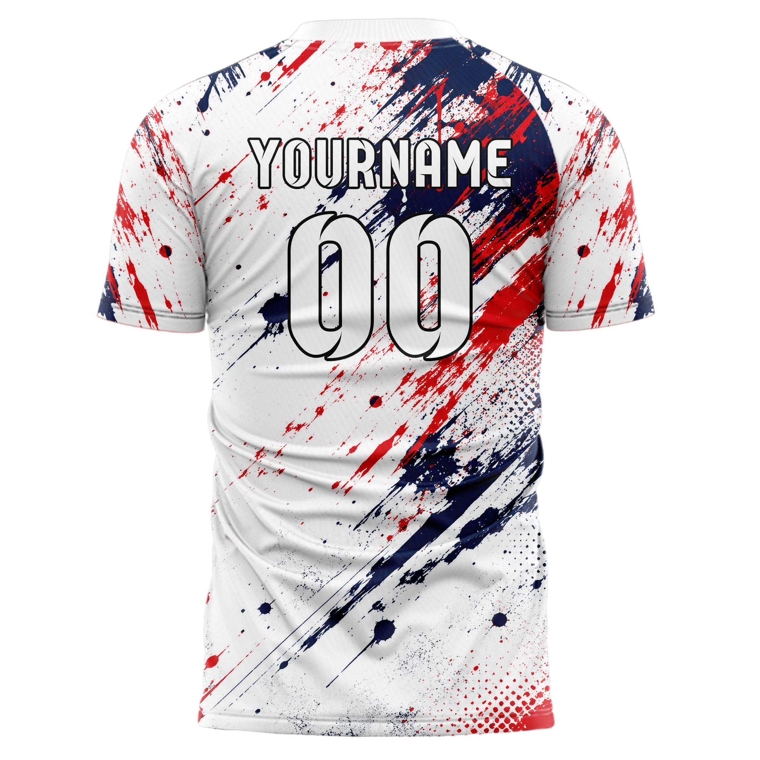 Weiss klassisches Graffiti Ink Splash Design 03-0101 individuelles Fußballtrikot back