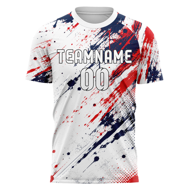 Weiss klassisches Graffiti Ink Splash Design 03-0101 individuelles Fußballtrikot front
