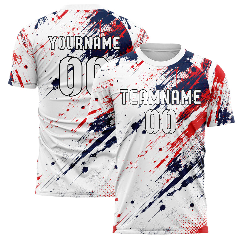 Weiss klassisches Graffiti Ink Splash Design 03-0101 individuelles Fußballtrikot main