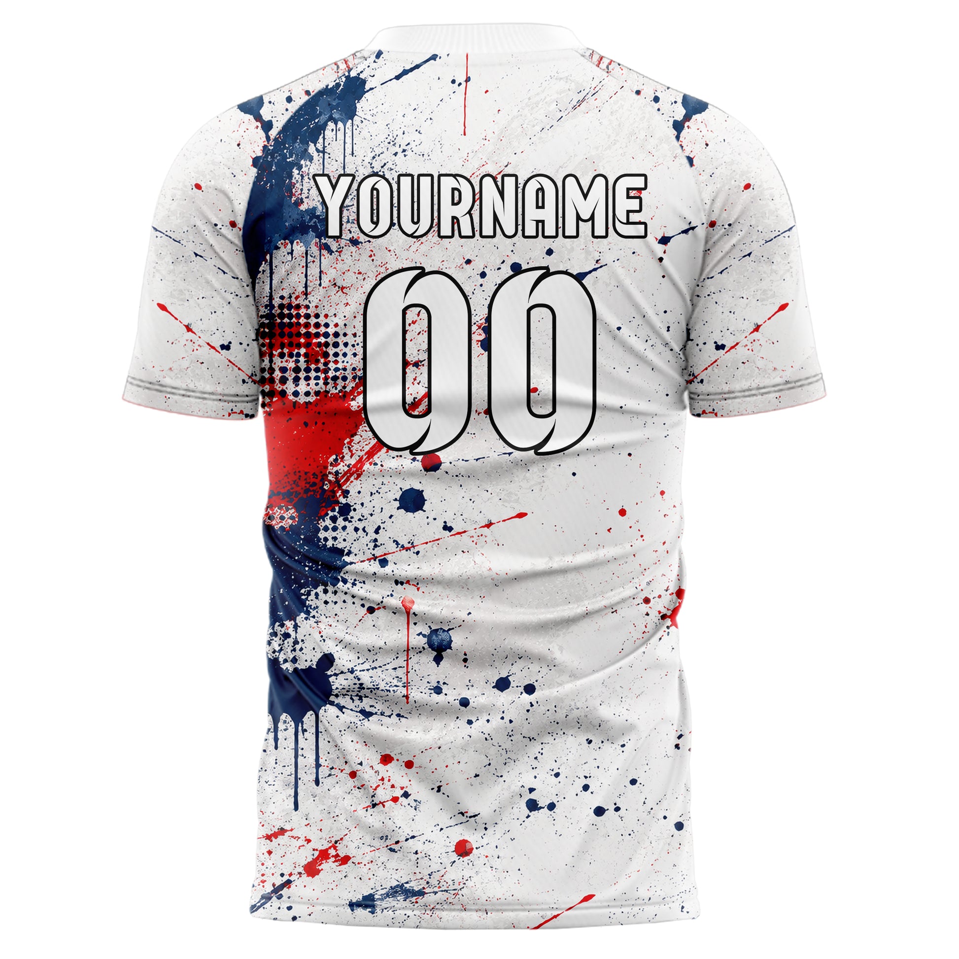 Weiss klassisches Graffiti Ink Splash Design 03-0149 individuelles Fußballtrikot back