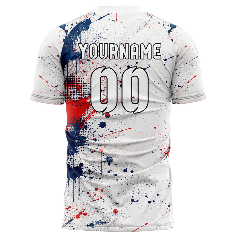 Weiss klassisches Graffiti Ink Splash Design 03-0149 individuelles Fußballtrikot back