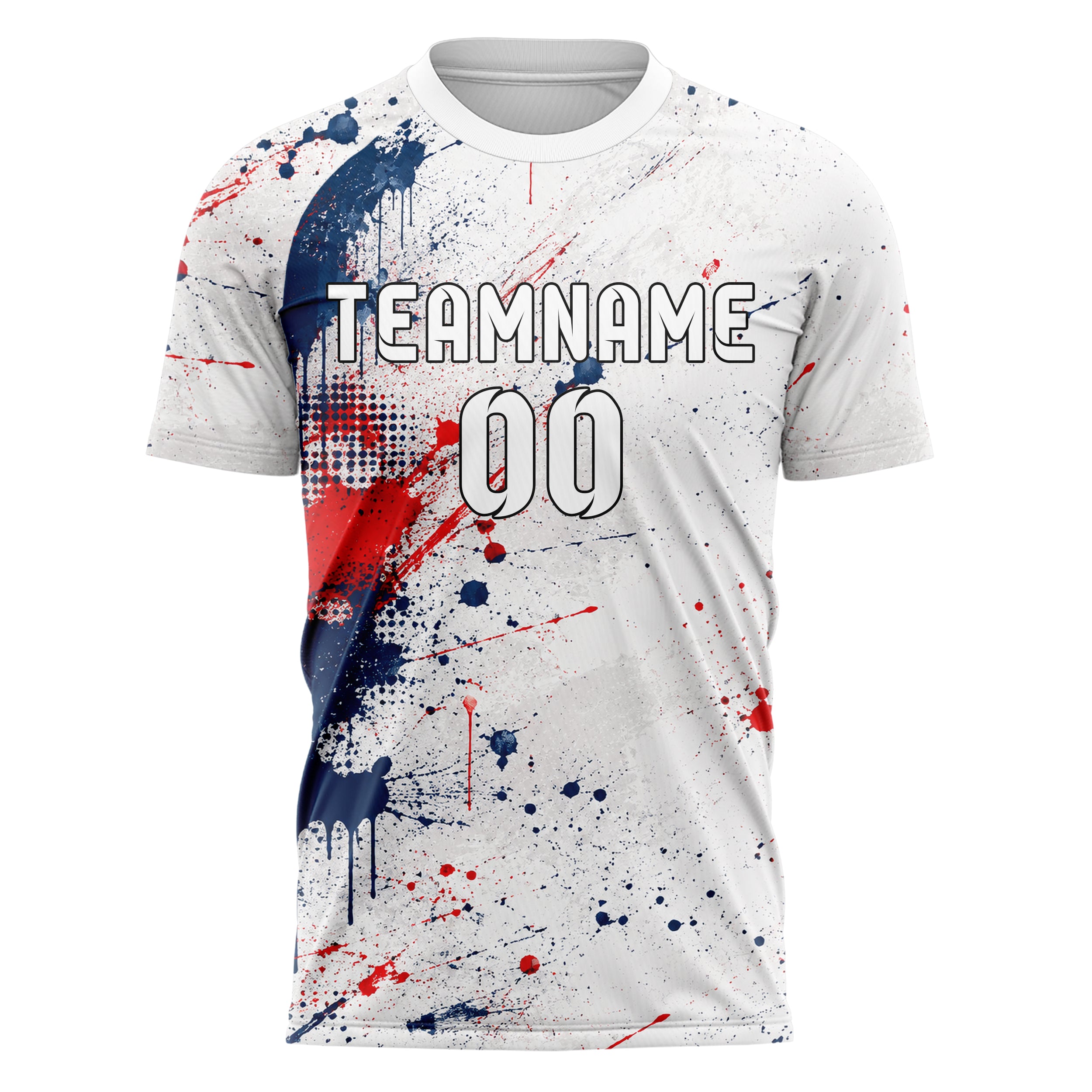 Weiss klassisches Graffiti Ink Splash Design 03-0149 individuelles Fußballtrikot front