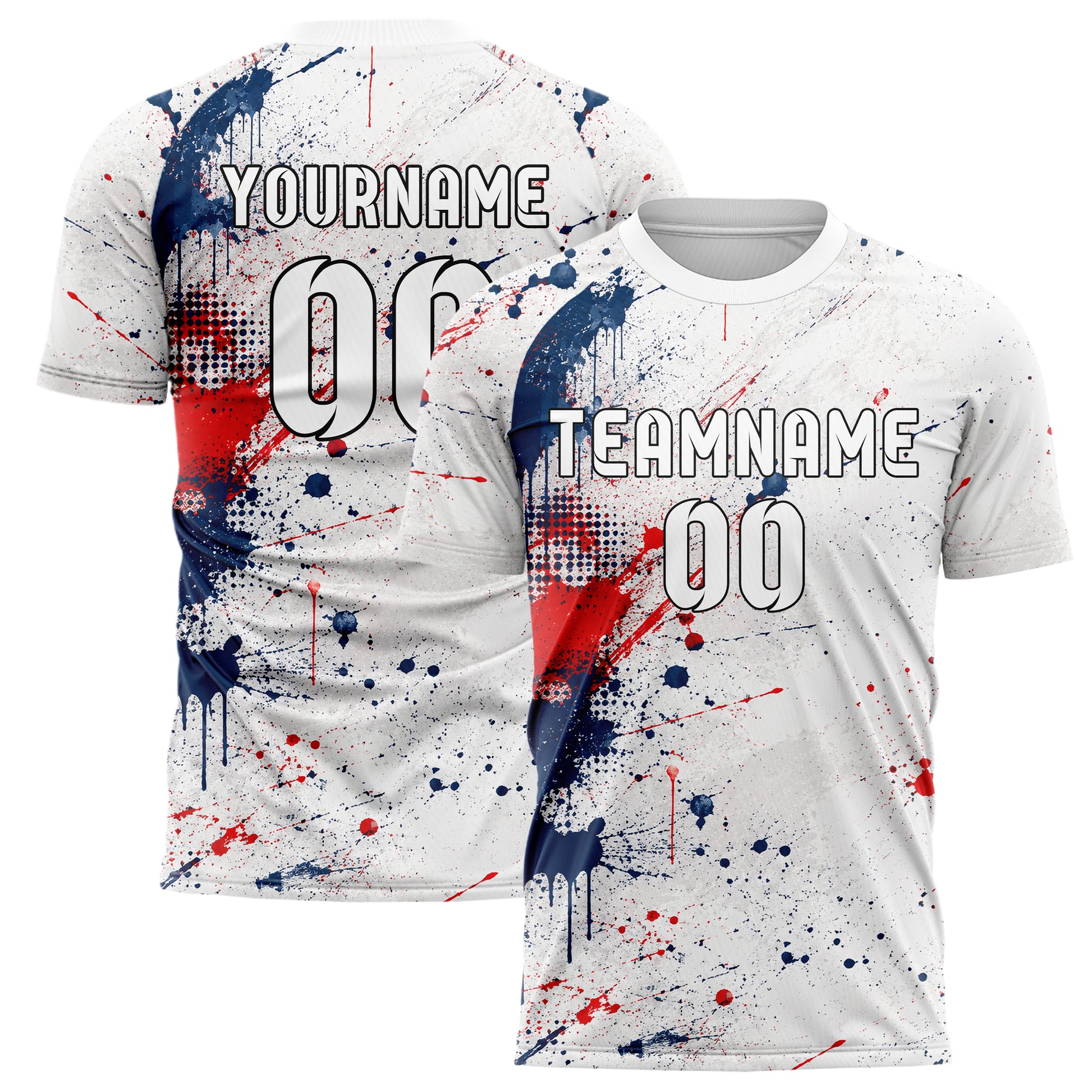 Weiss klassisches Graffiti Ink Splash Design 03-0149 individuelles Fußballtrikot main