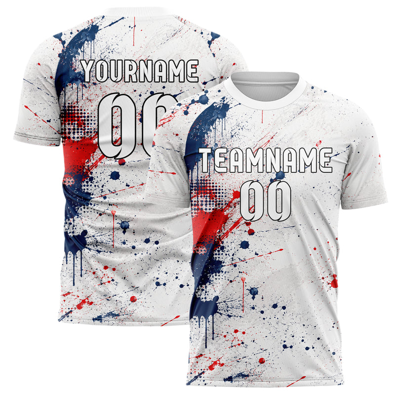 Weiss klassisches Graffiti Ink Splash Design 03-0149 individuelles Fußballtrikot main