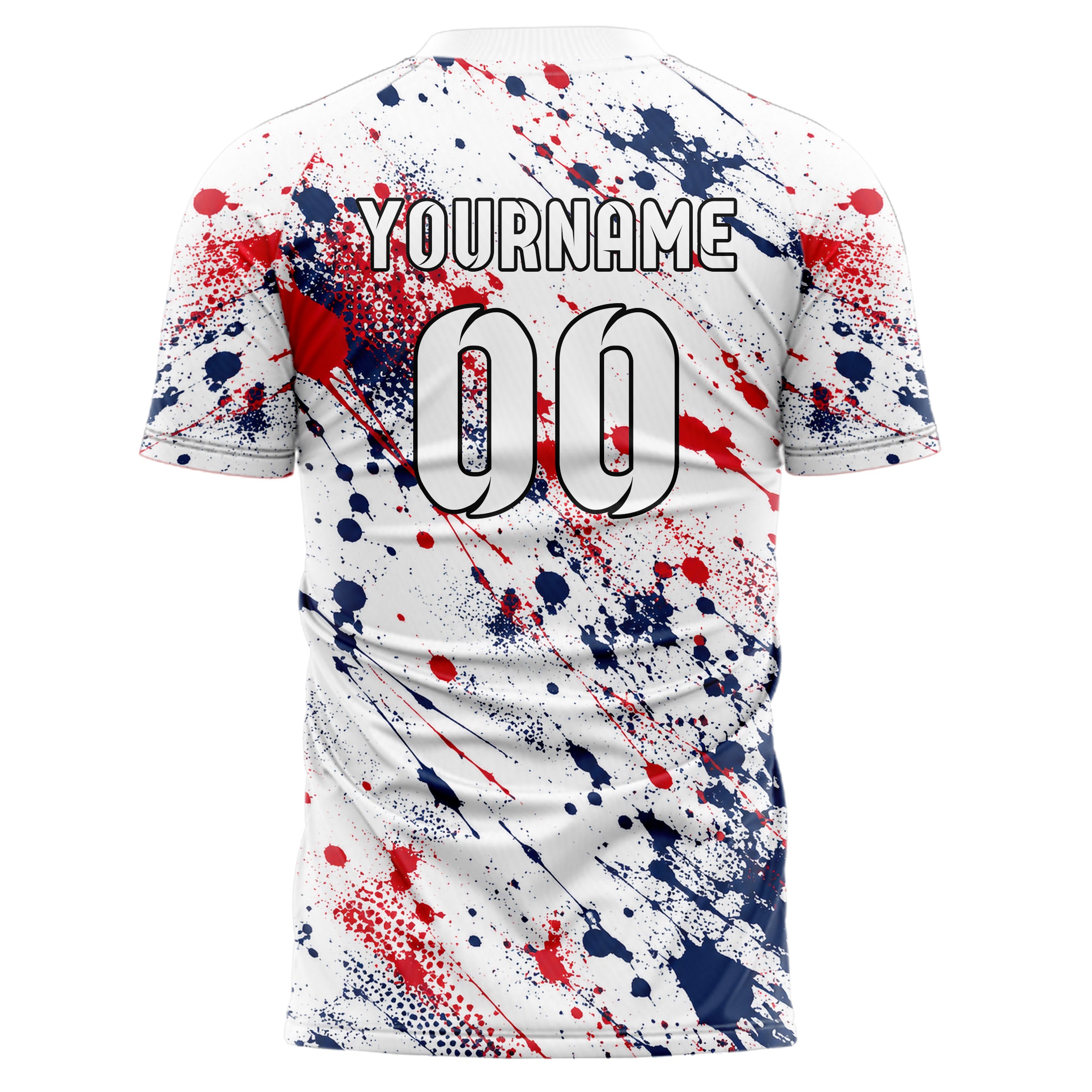 Weiss klassisches Graffiti Ink Splash Design 03-0221 individuelles Fußballtrikot back