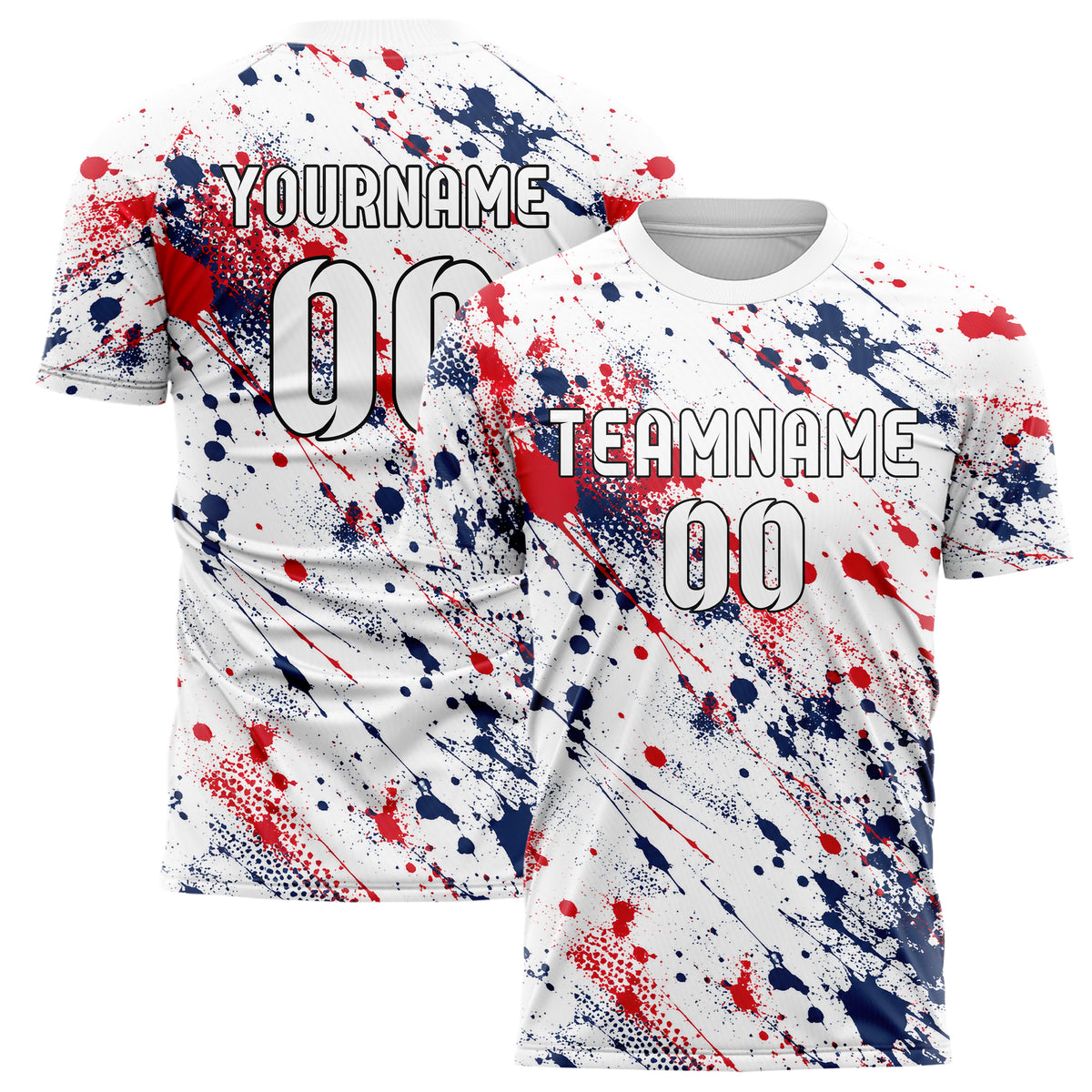 Weiss klassisches Graffiti Ink Splash Design 03-0221 individuelles Fußballtrikot main