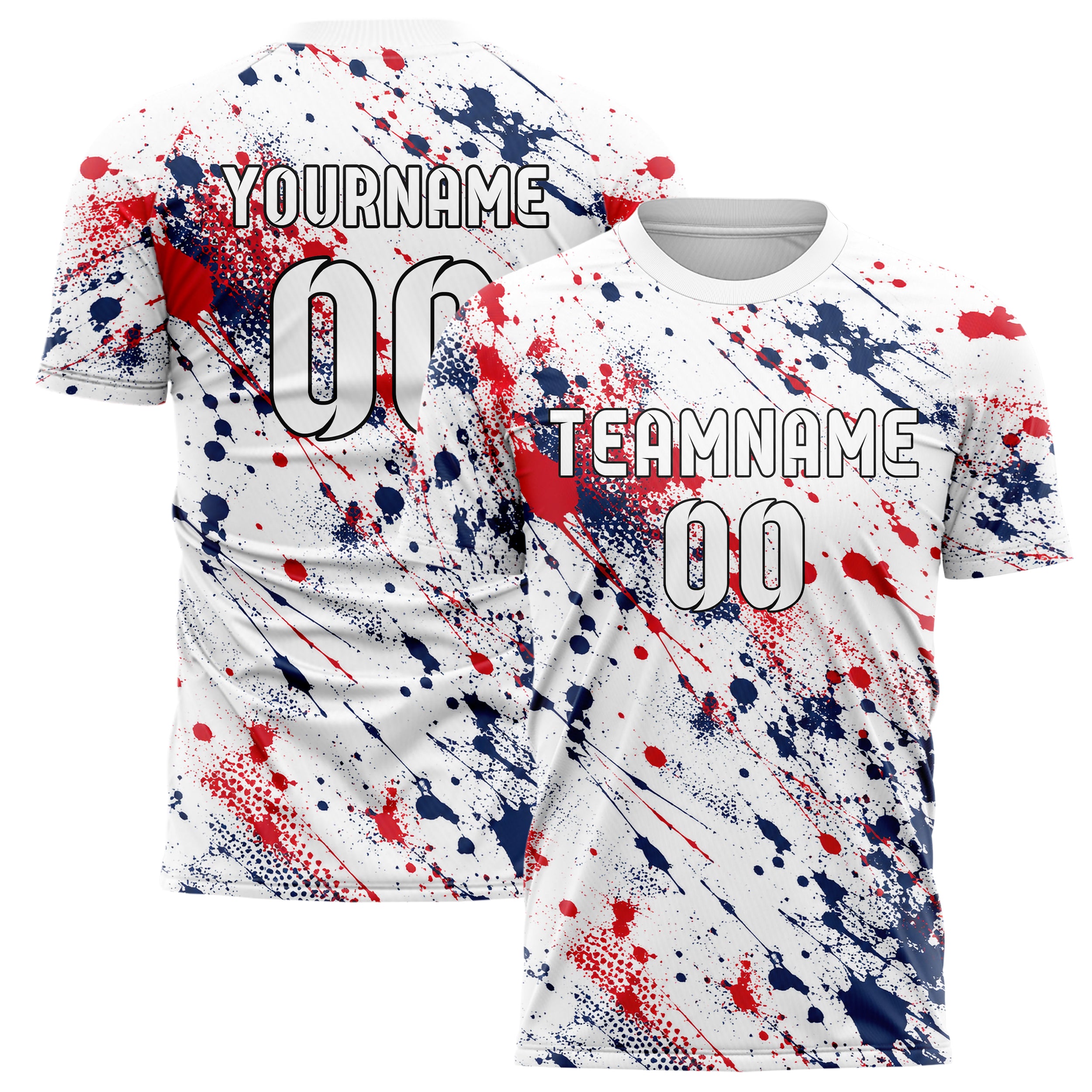 Weiss klassisches Graffiti Ink Splash Design 03-0221 individuelles Fußballtrikot main