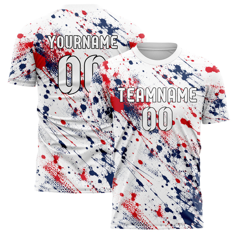 Weiss klassisches Graffiti Ink Splash Design 03-0221 individuelles Fußballtrikot main