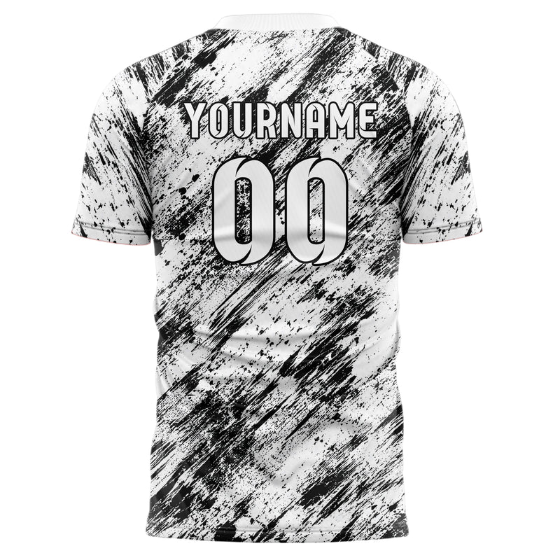 Weiss klassisches Graffiti Scratch Marks Design 03-0382 individuelles Fußballtrikot back