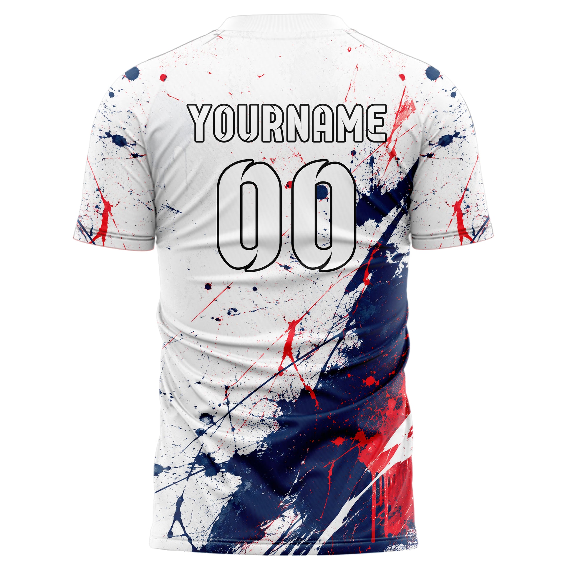 Weiss klassisches Graffiti Spray Splatter Design 03-0272 individuelles Fußballtrikot back