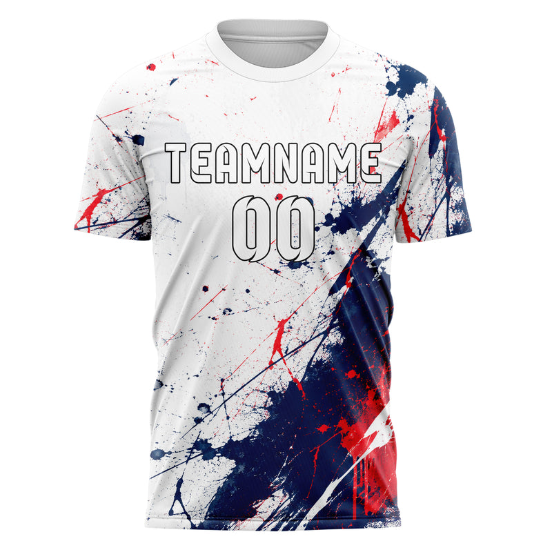 Weiss klassisches Graffiti Spray Splatter Design 03-0272 individuelles Fußballtrikot front