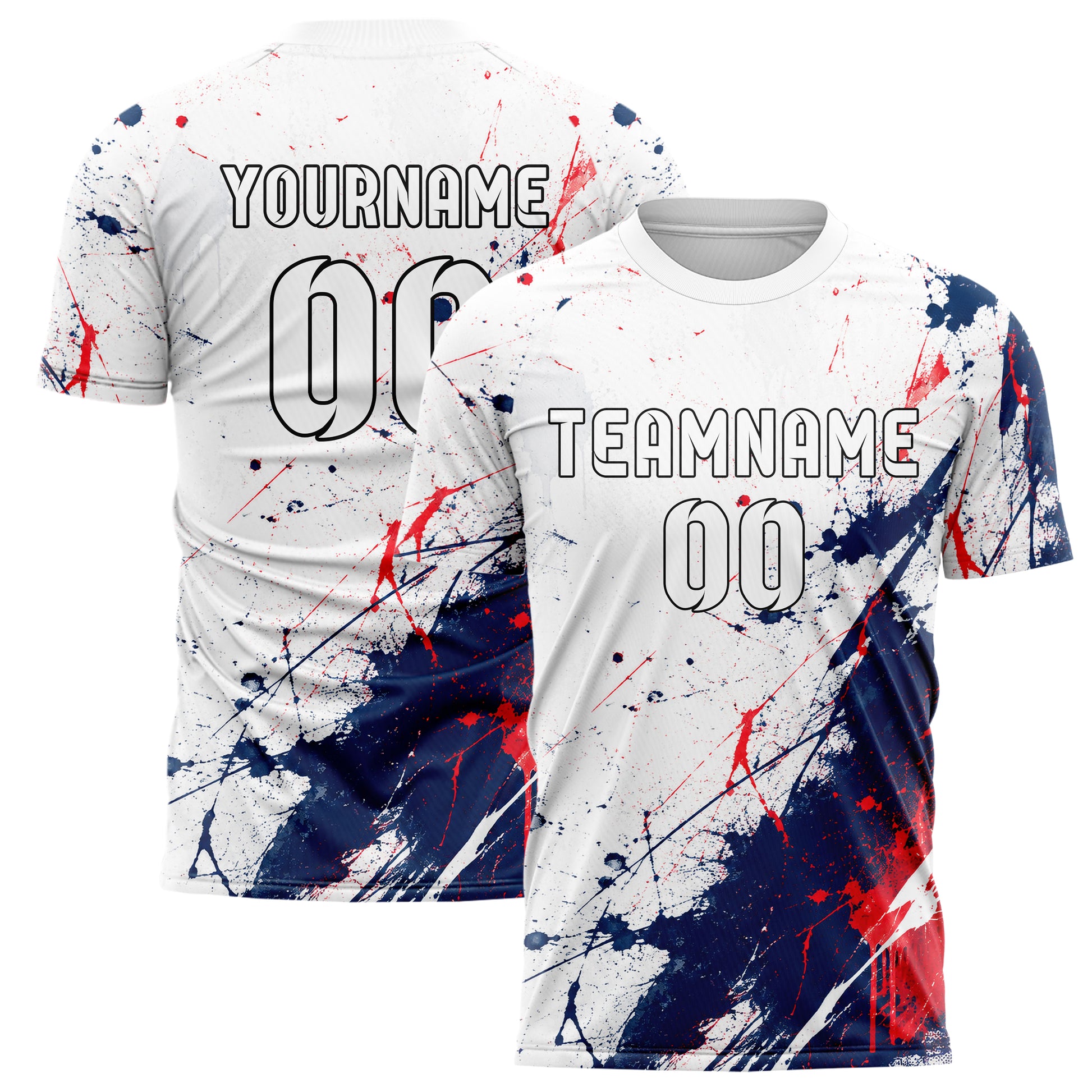 Weiss klassisches Graffiti Spray Splatter Design 03-0272 individuelles Fußballtrikot main