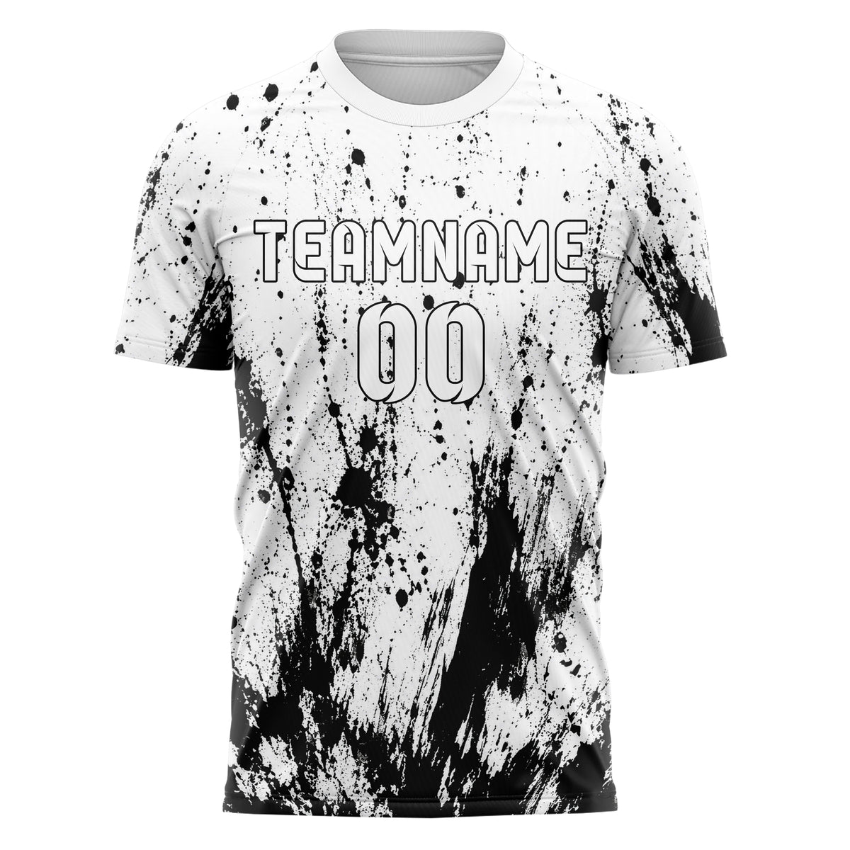 Weiss klassisches Graffiti Spray Splatter Design 03-0304 individuelles Fußballtrikot front