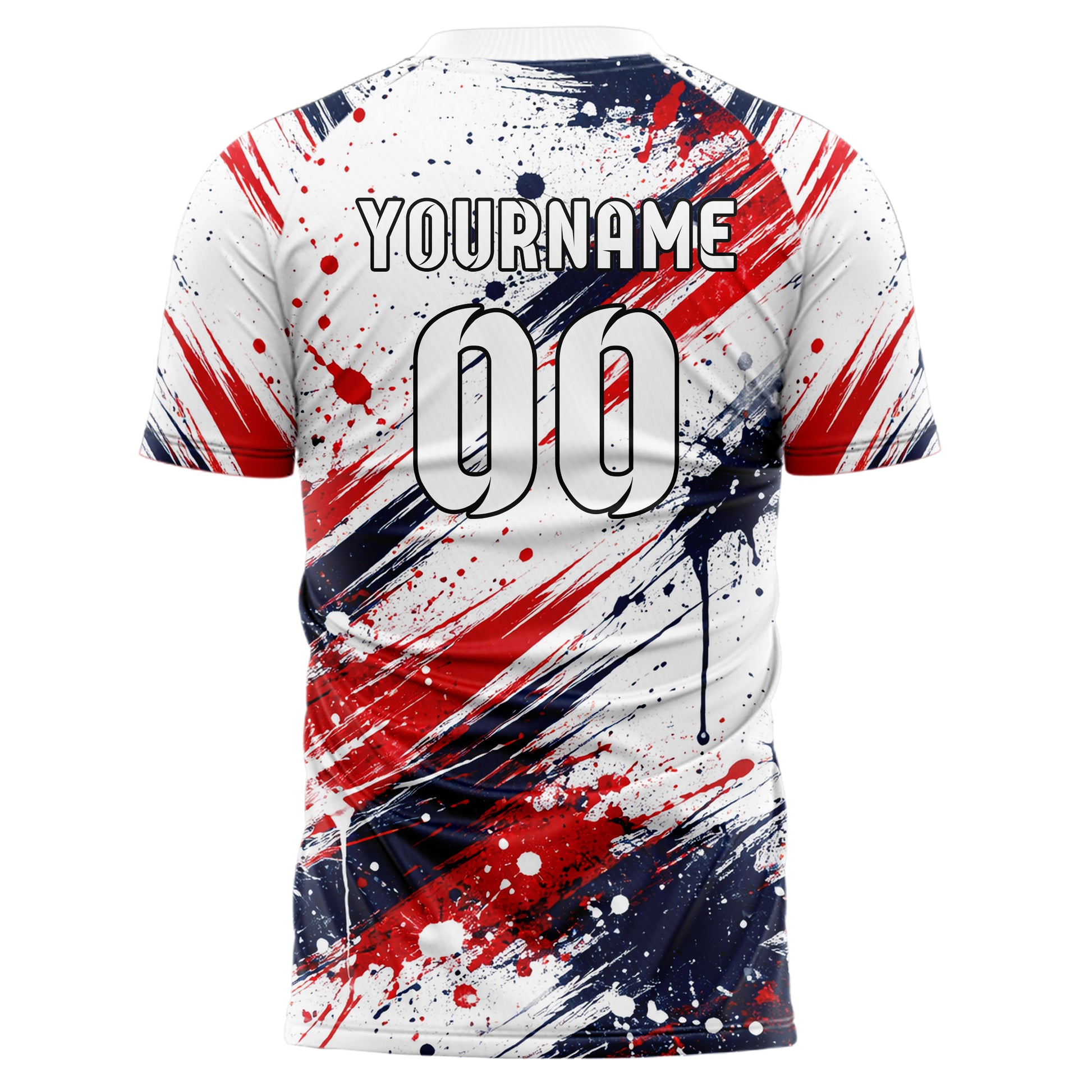 Weiss klassisches Graffiti Spray Splatter Design 03-0320 individuelles Fußballtrikot back