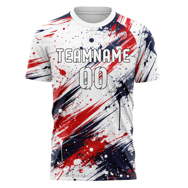 Weiss klassisches Graffiti Spray Splatter Design 03-0320 individuelles Fußballtrikot front