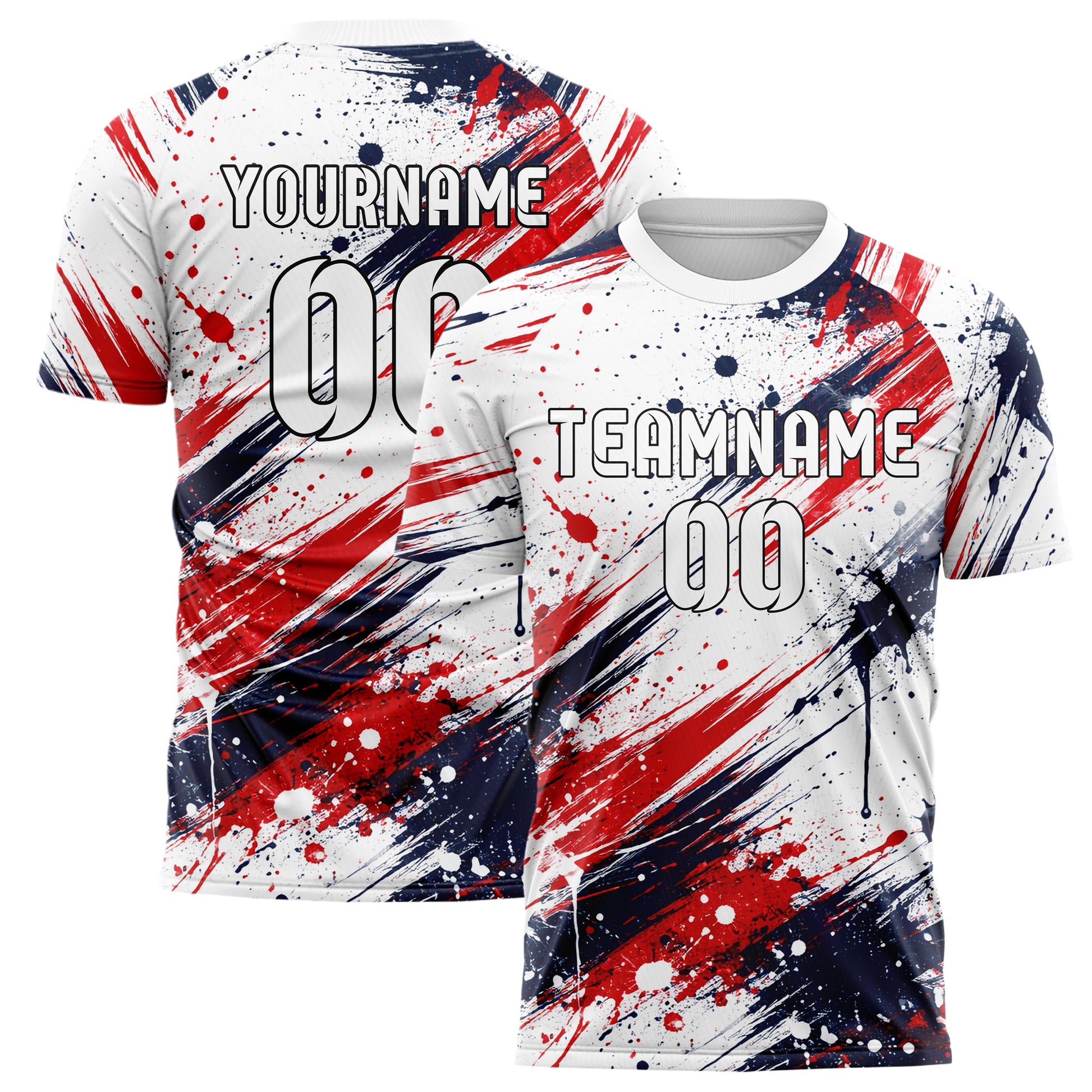 Weiss klassisches Graffiti Spray Splatter Design 03-0320 individuelles Fußballtrikot main