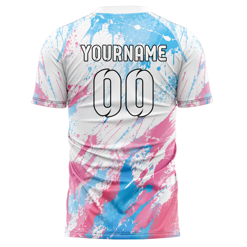 Weiss lebendiges Graffiti Drip Paint Design 03-0276 individuelles Fußballtrikot back