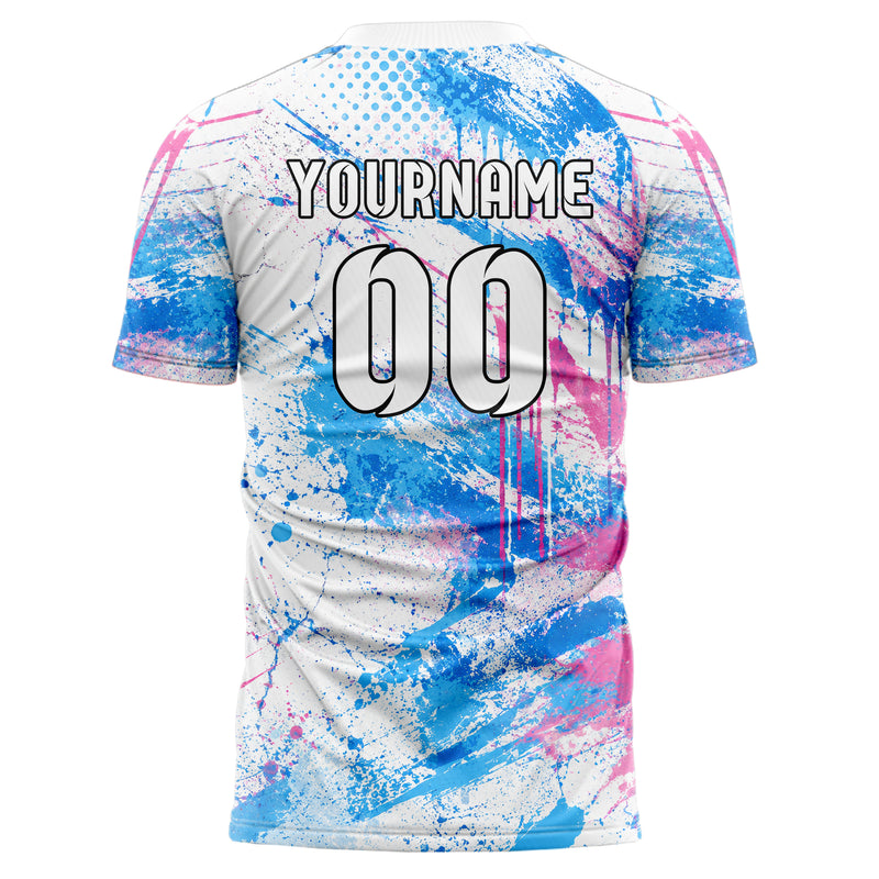 Weiss lebendiges Graffiti Drip Paint Design 03-0324 individuelles Fußballtrikot back