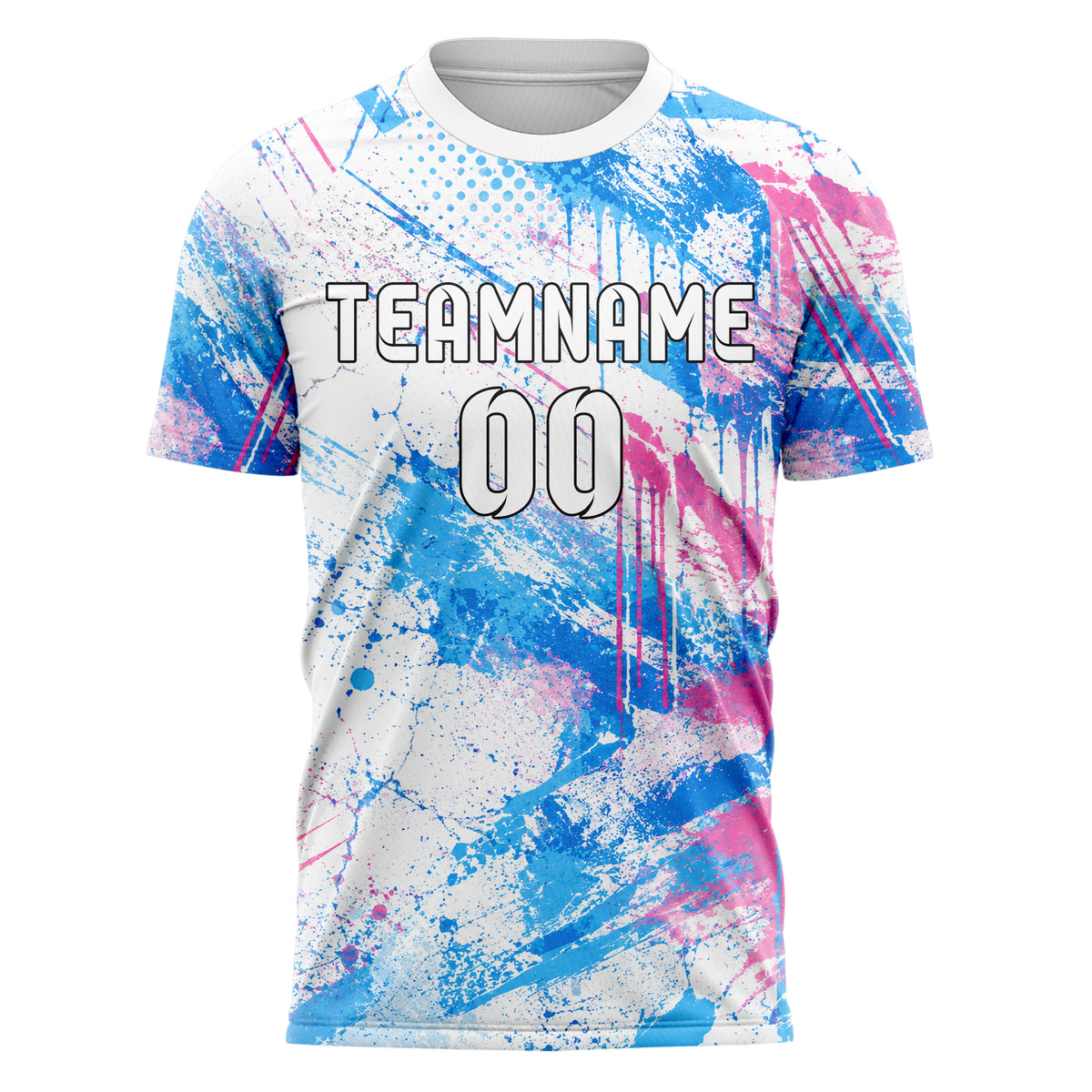 Weiss lebendiges Graffiti Drip Paint Design 03-0324 individuelles Fußballtrikot front
