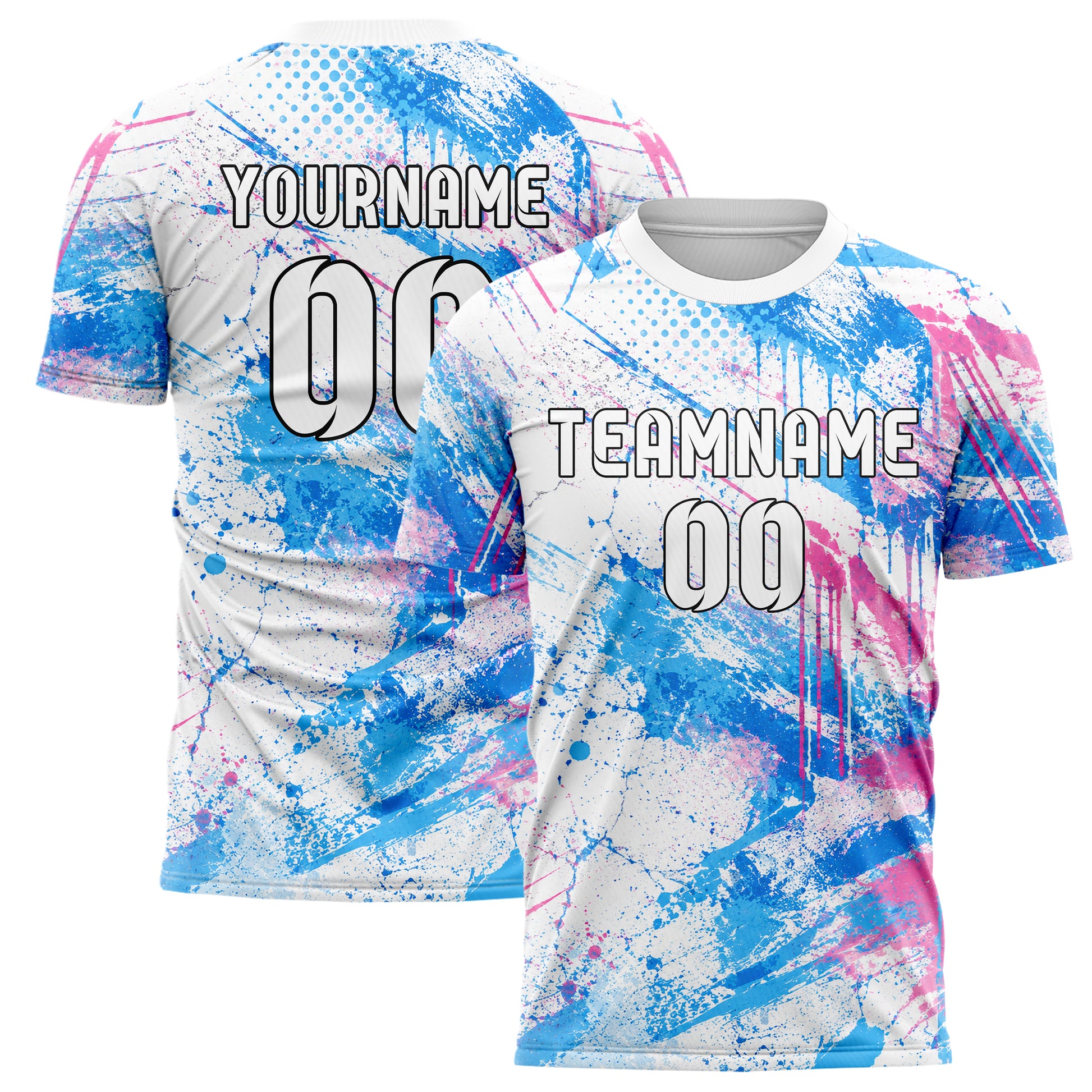 Weiss lebendiges Graffiti Drip Paint Design 03-0324 individuelles Fußballtrikot main