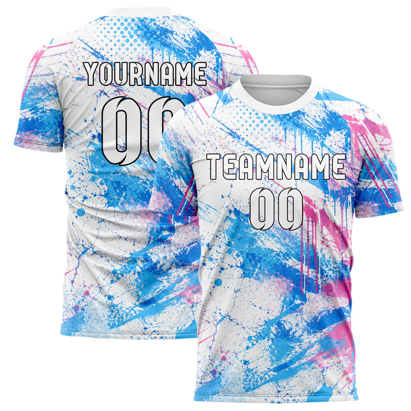 Weiss lebendiges Graffiti Drip Paint Design 03-0324 individuelles Fußballtrikot main