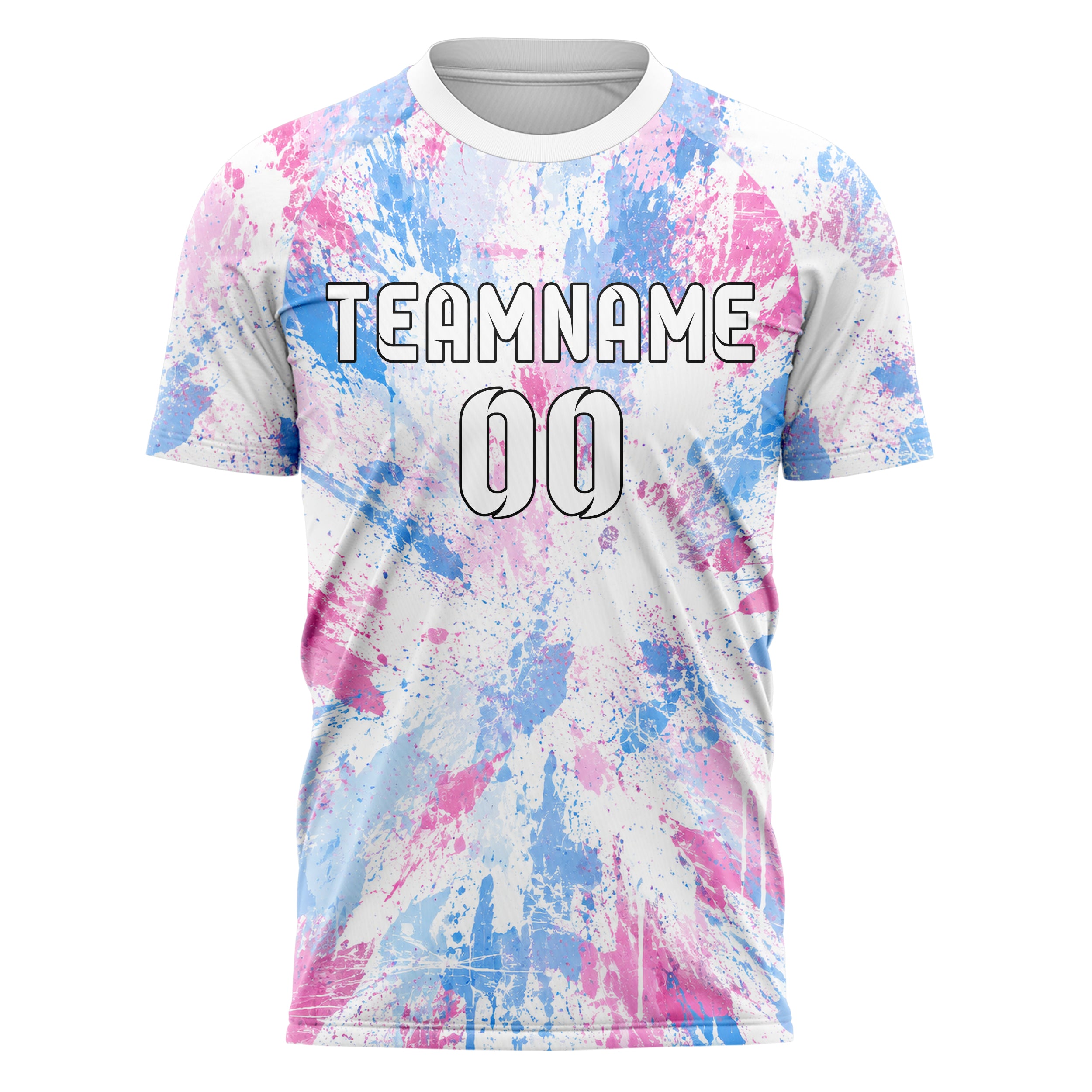 Weiss lebendiges Graffiti Grunge Smear Design 03-0081 individuelles Fußballtrikot front