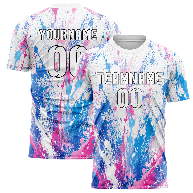 Weiss lebendiges Graffiti Ink Splash Design 03-0141 individuelles Fußballtrikot main
