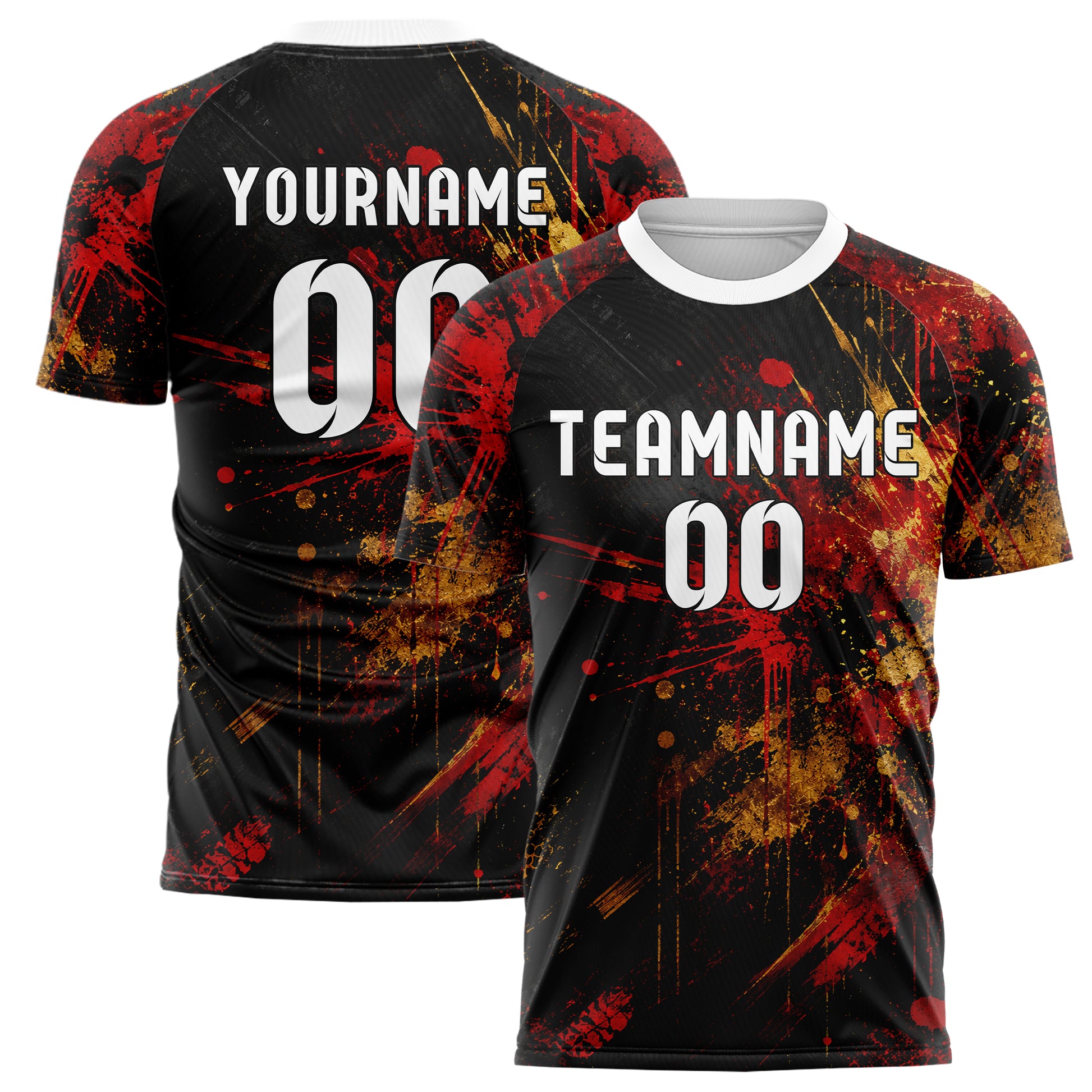 Schwarz dunkles Graffiti Center Burst Splatter Design 03-0103 individuelles Fußballtrikot main