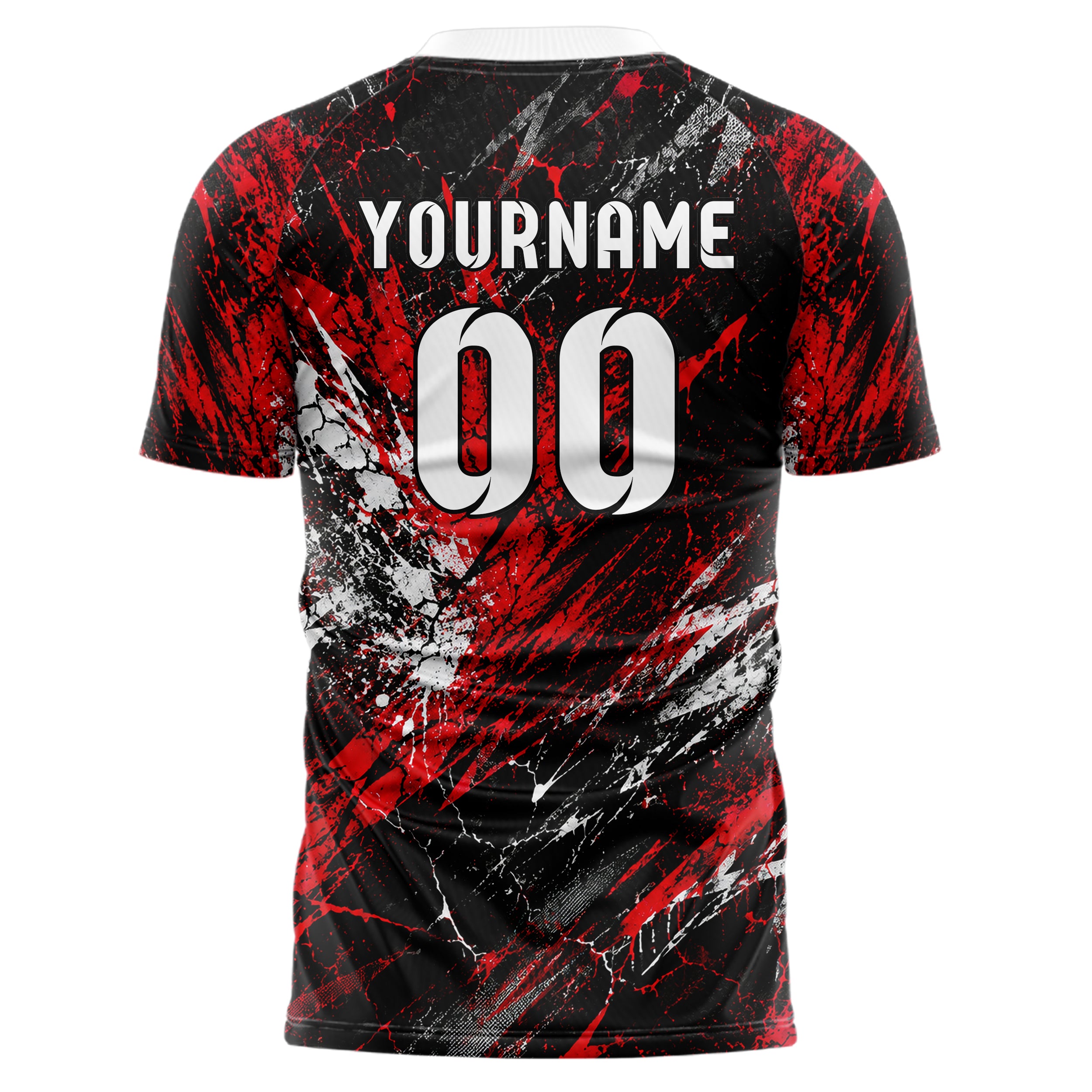 Schwarz dunkles Graffiti Center Burst Splatter Design 03-0143 individuelles Fußballtrikot back